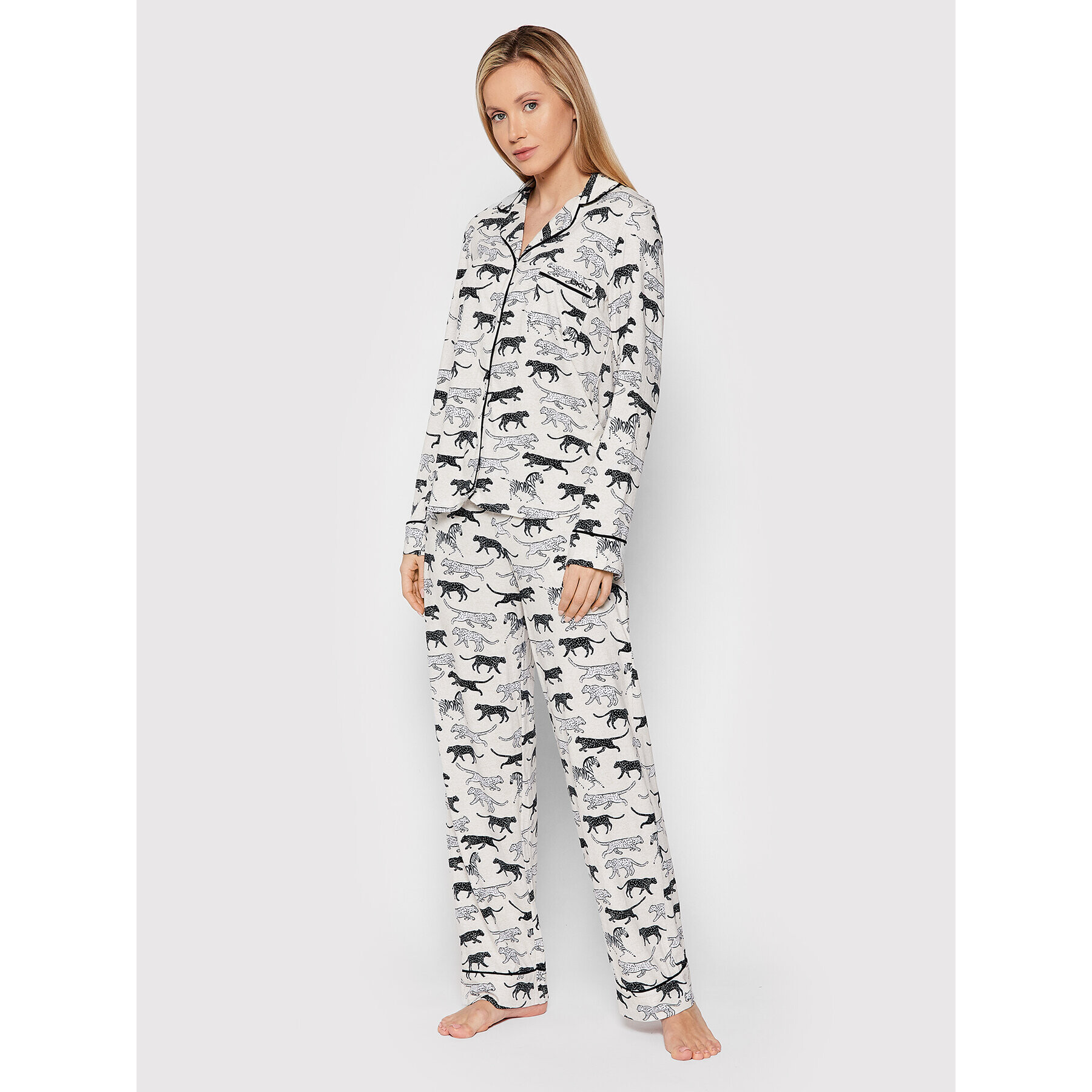 DKNY Pijama YI2722503F Bej Regular Fit - Pled.ro