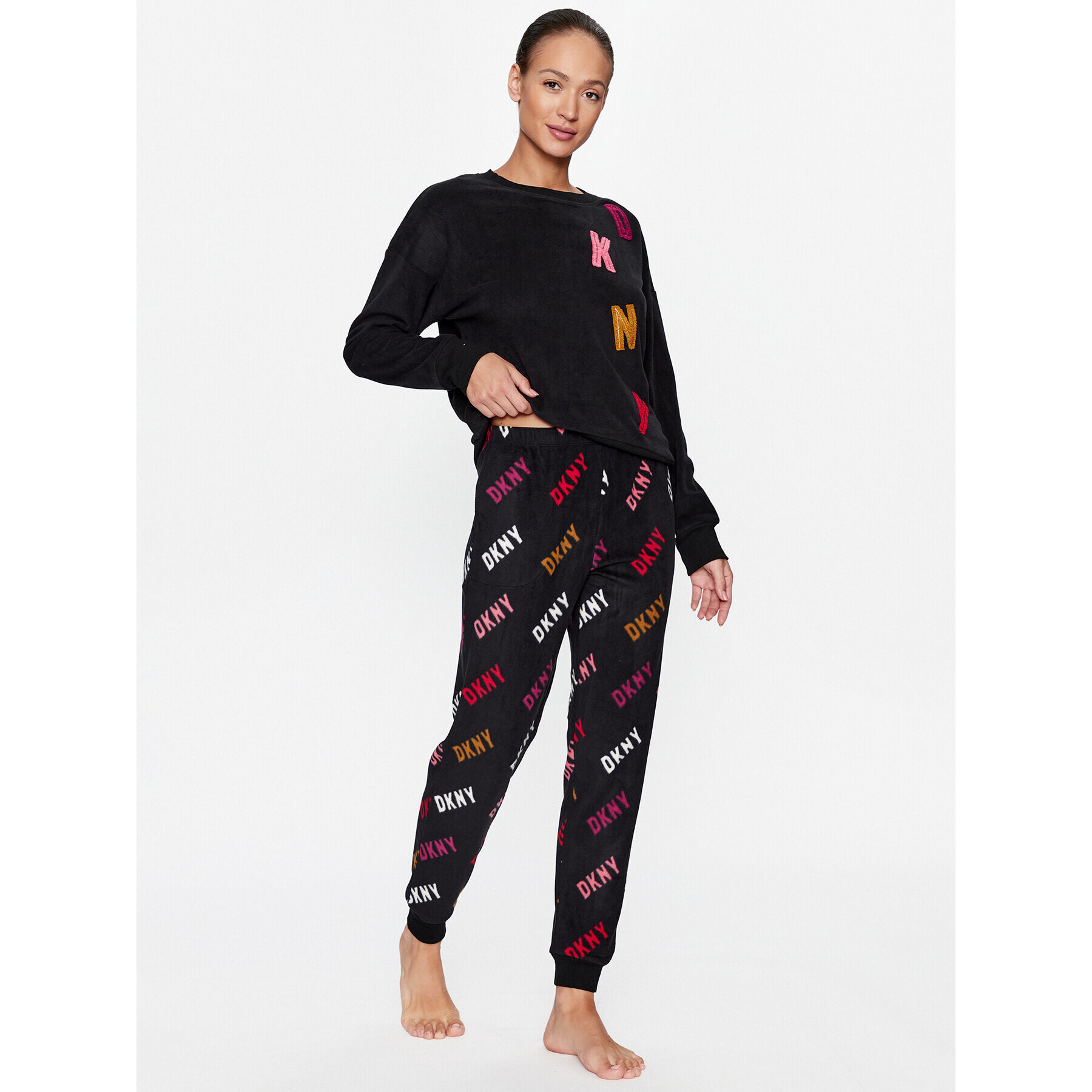 DKNY Pijama YI2822686F Negru Regular Fit - Pled.ro