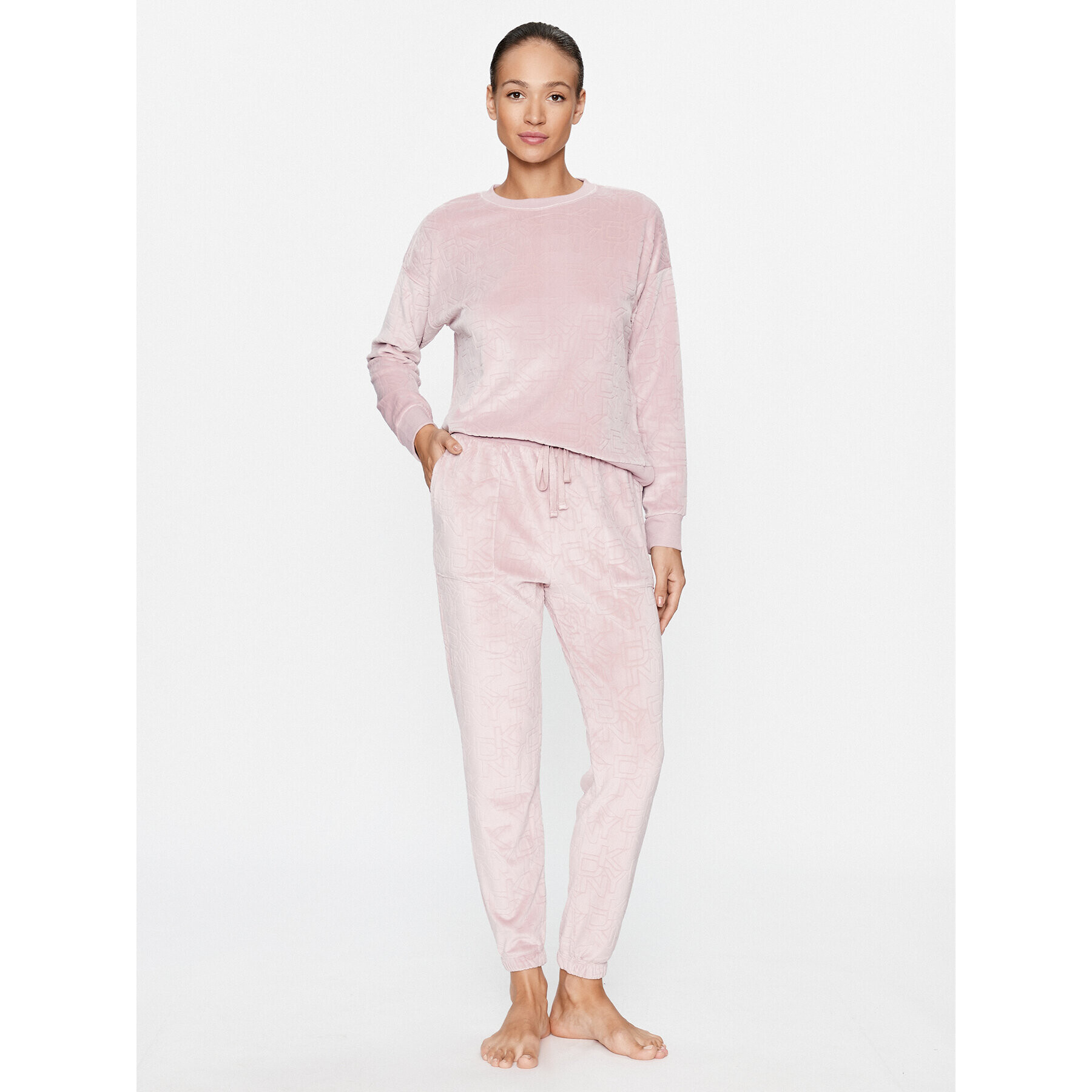 DKNY Pijama YI2822695 Roz Regular Fit - Pled.ro