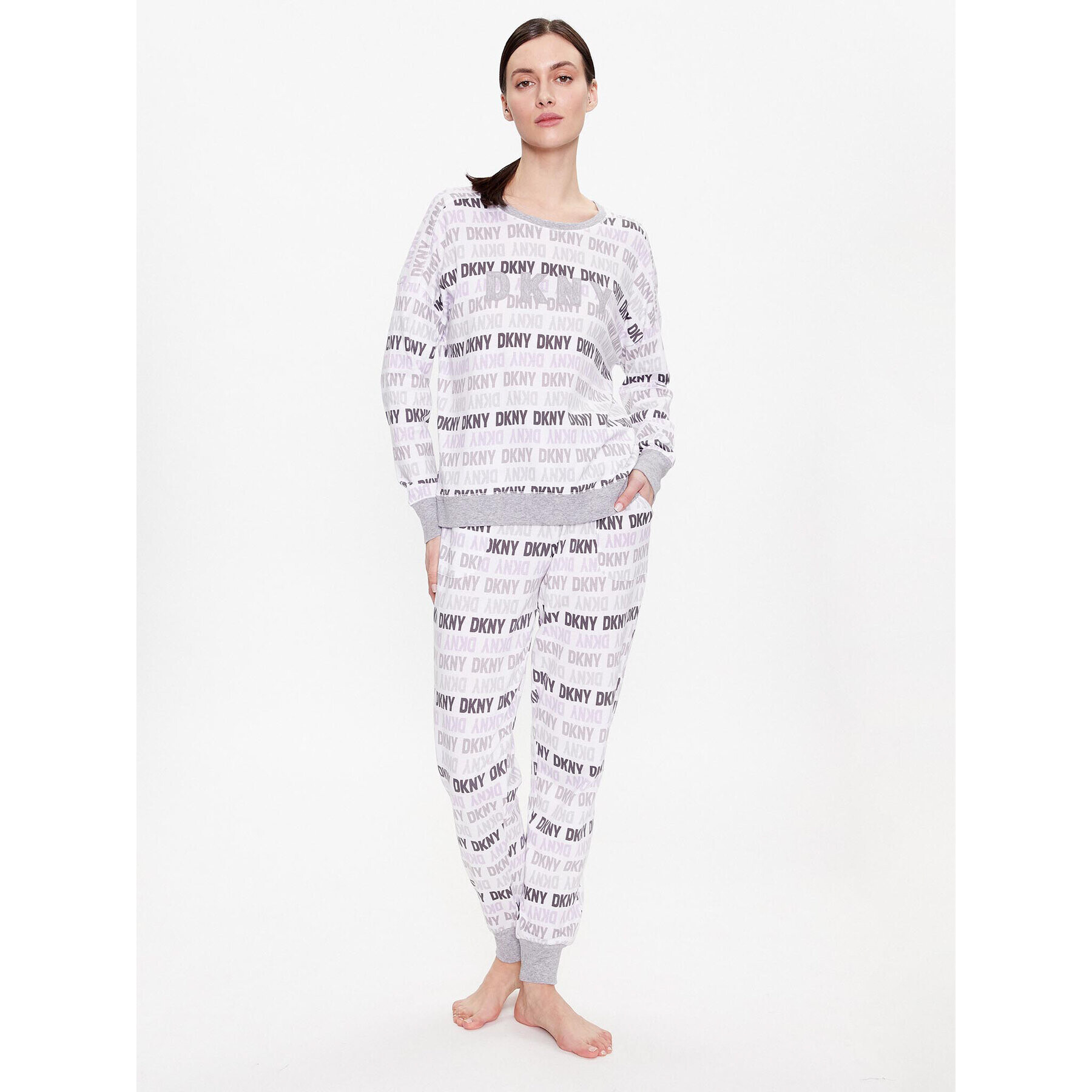 DKNY Pijama YI2919259 Alb Regular Fit - Pled.ro