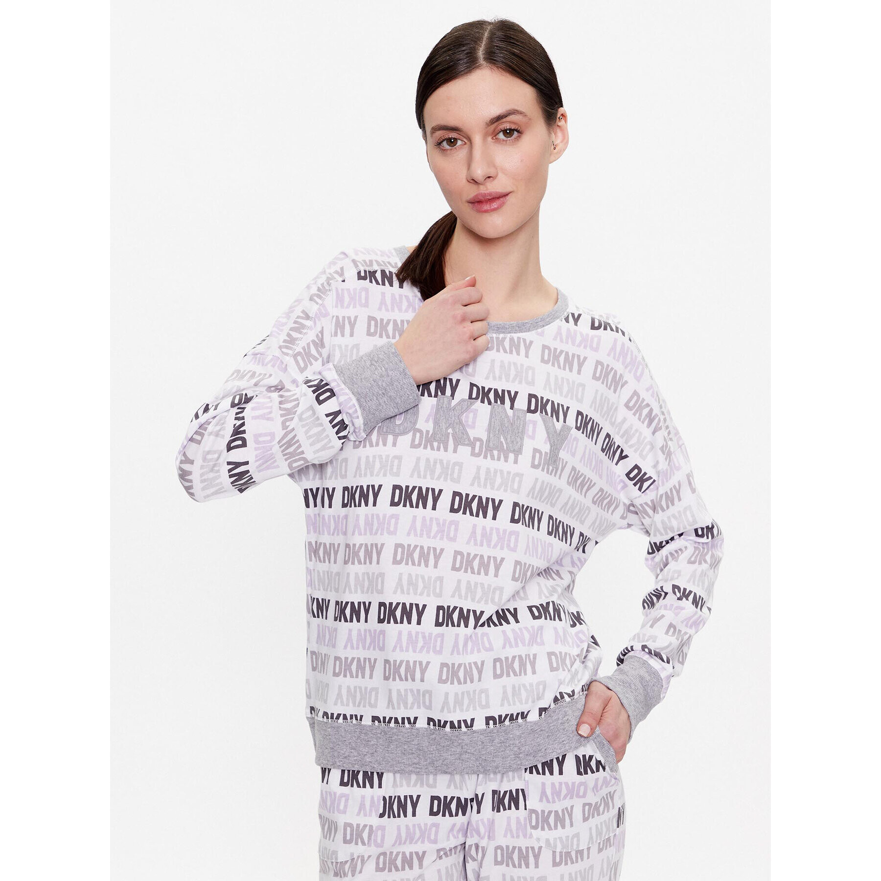 DKNY Pijama YI2919259 Alb Regular Fit - Pled.ro