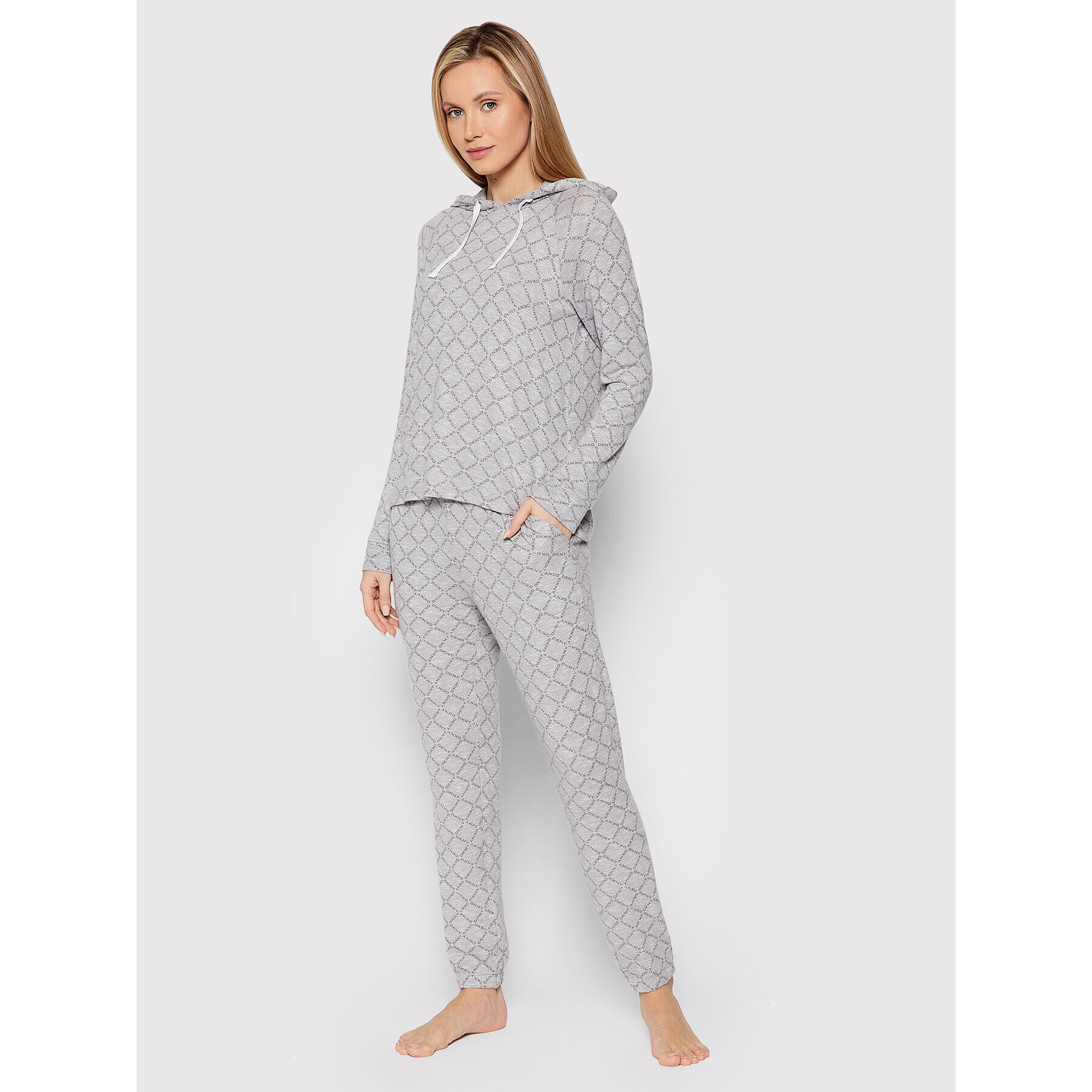 DKNY Pijama YI2922501 Gri Regular Fit - Pled.ro