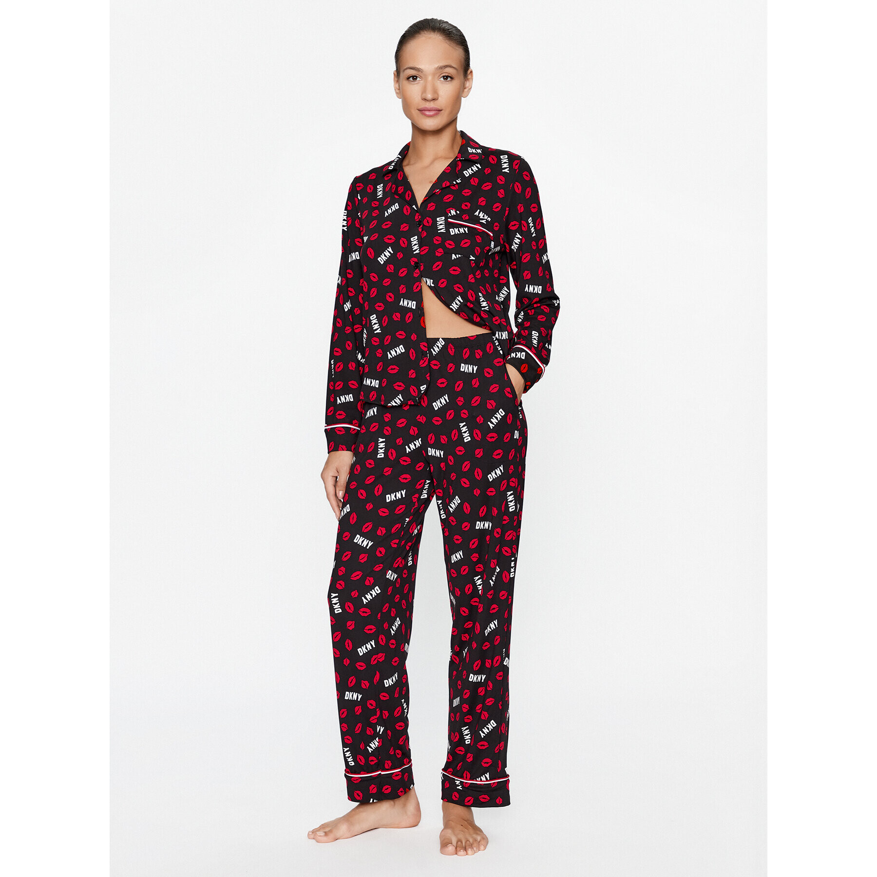 DKNY Pijama YI2922684F Negru Regular Fit - Pled.ro