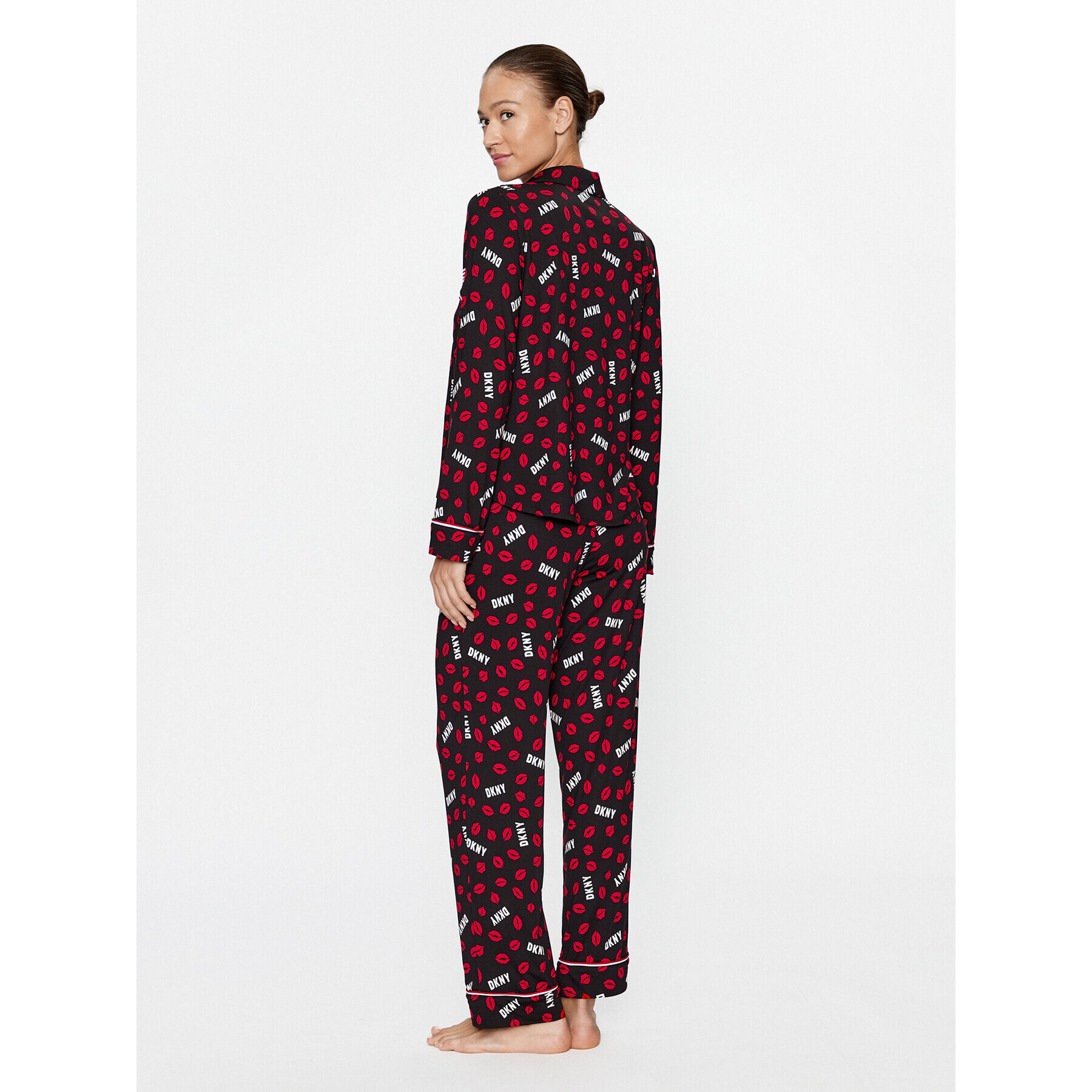 DKNY Pijama YI2922684F Negru Regular Fit - Pled.ro