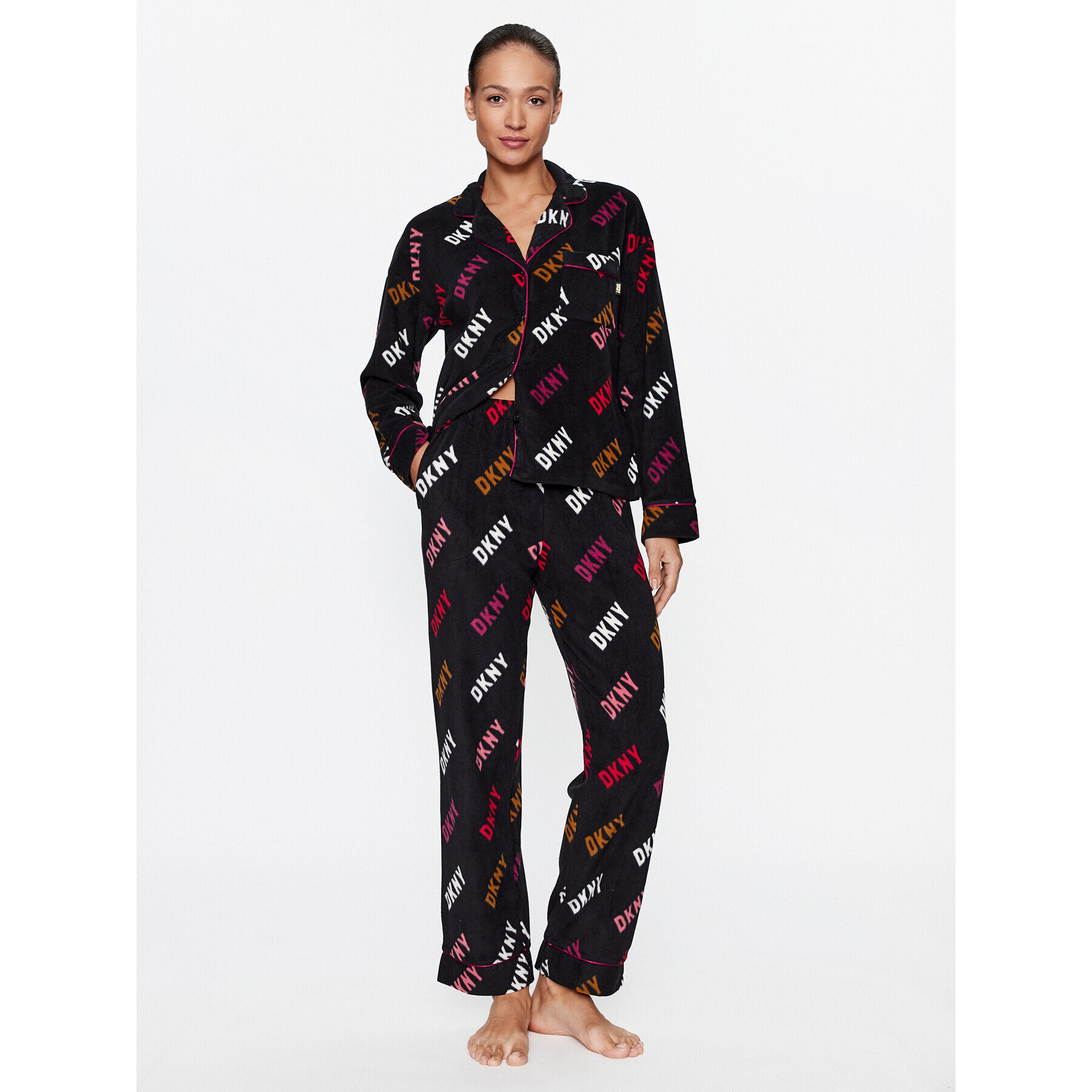 DKNY Pijama YI2922686F Negru Regular Fit - Pled.ro