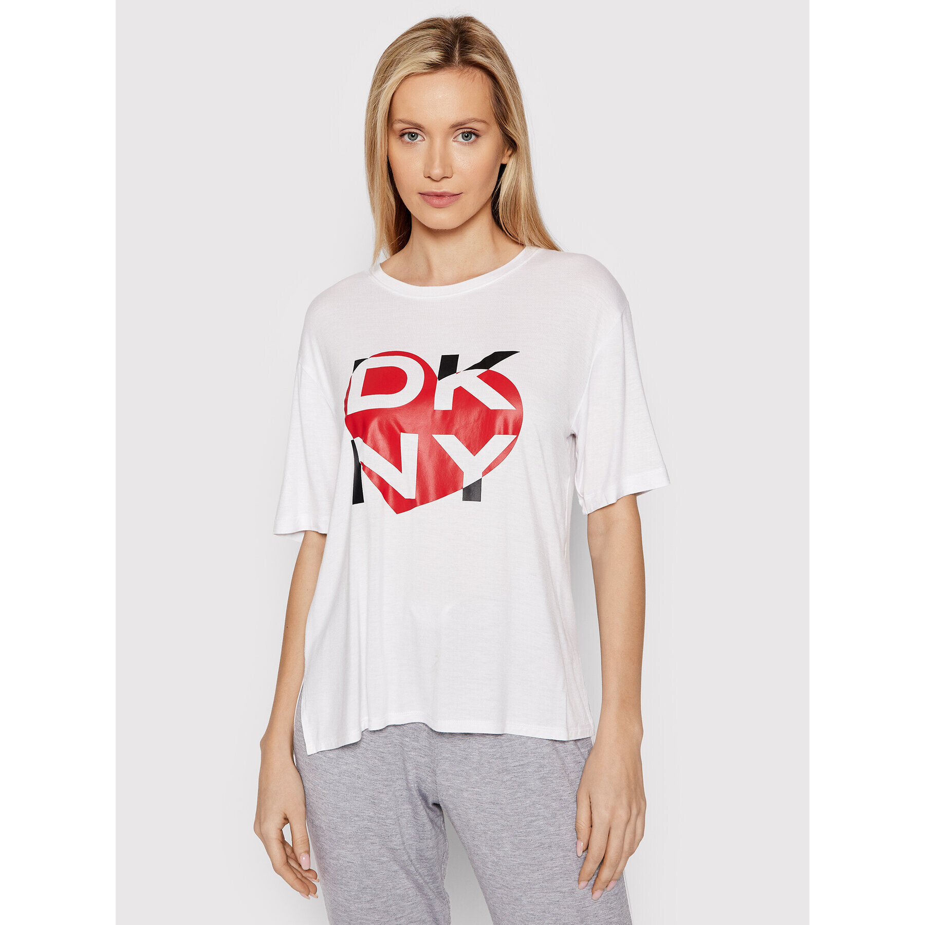 DKNY Pijama YI3122448 Alb Regular Fit - Pled.ro