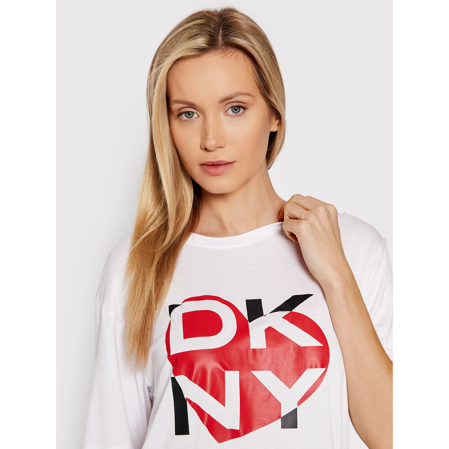 DKNY Pijama YI3122448 Alb Regular Fit - Pled.ro