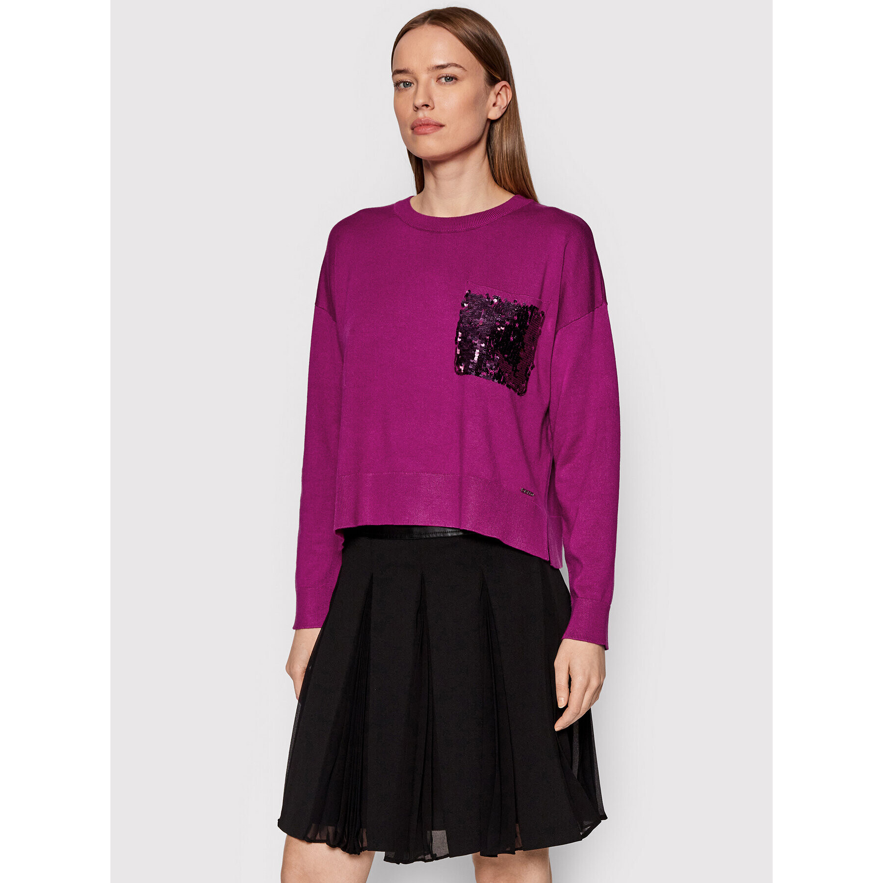 DKNY Pulover P1JSJ055 Violet Relaxed Fit - Pled.ro