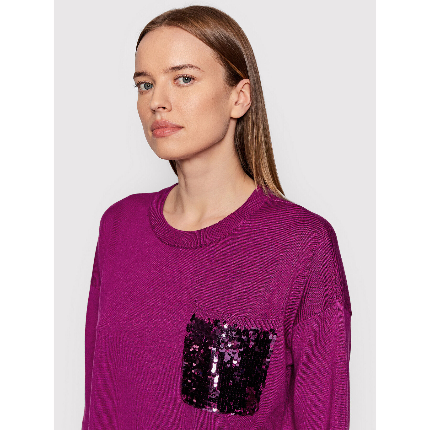 DKNY Pulover P1JSJ055 Violet Relaxed Fit - Pled.ro