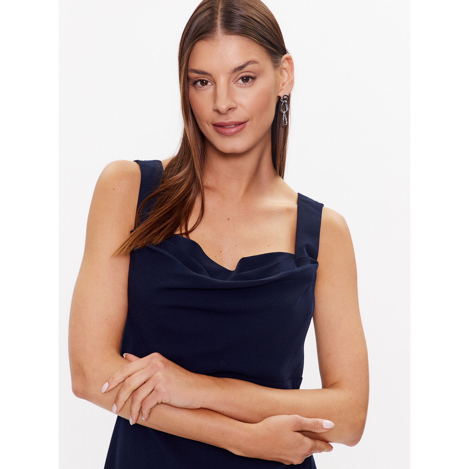 DKNY Rochie cocktail Cowl Neck Sleeveless DD3C3620 Bleumarin Regular Fit - Pled.ro