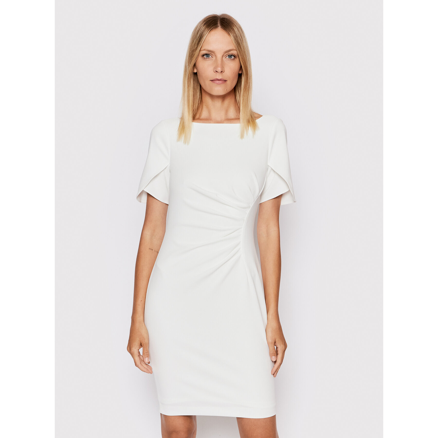 DKNY Rochie cocktail DD2BN927 Alb Slim Fit - Pled.ro