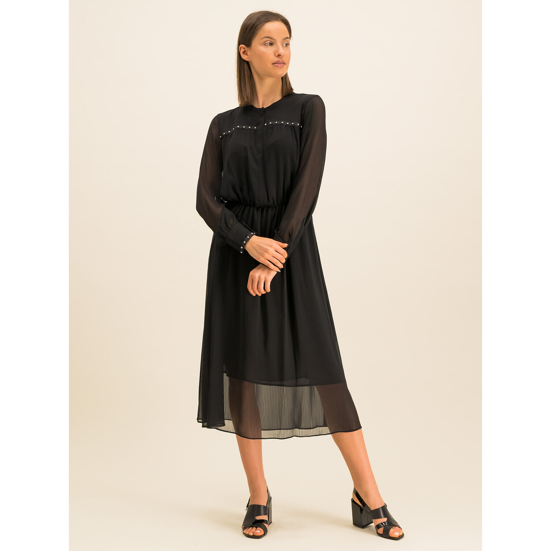 DKNY Rochie tip cămașă P9JB6DKE Negru Regular Fit - Pled.ro