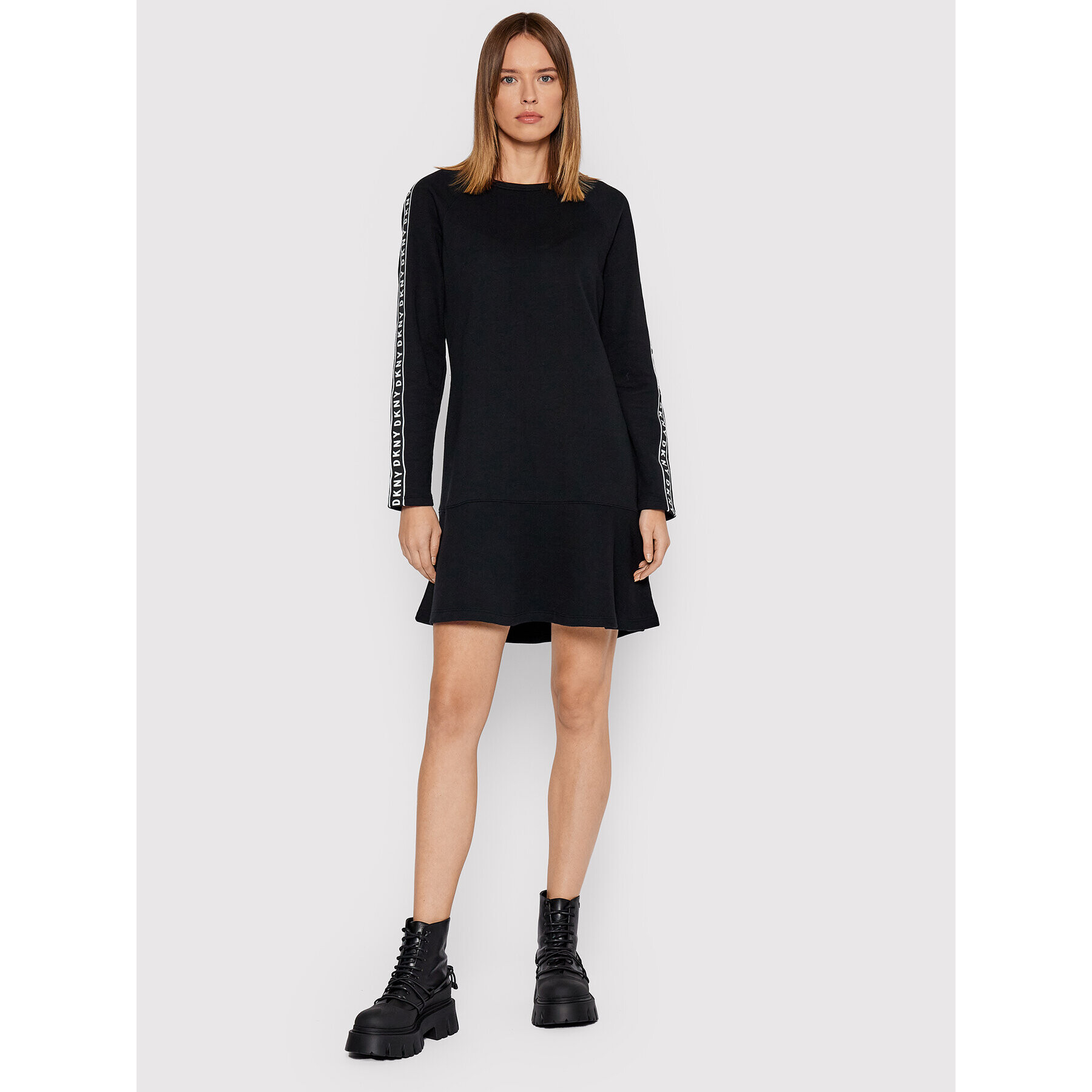 DKNY Rochie tricotată DD1GD244 Negru Relaxed Fit - Pled.ro