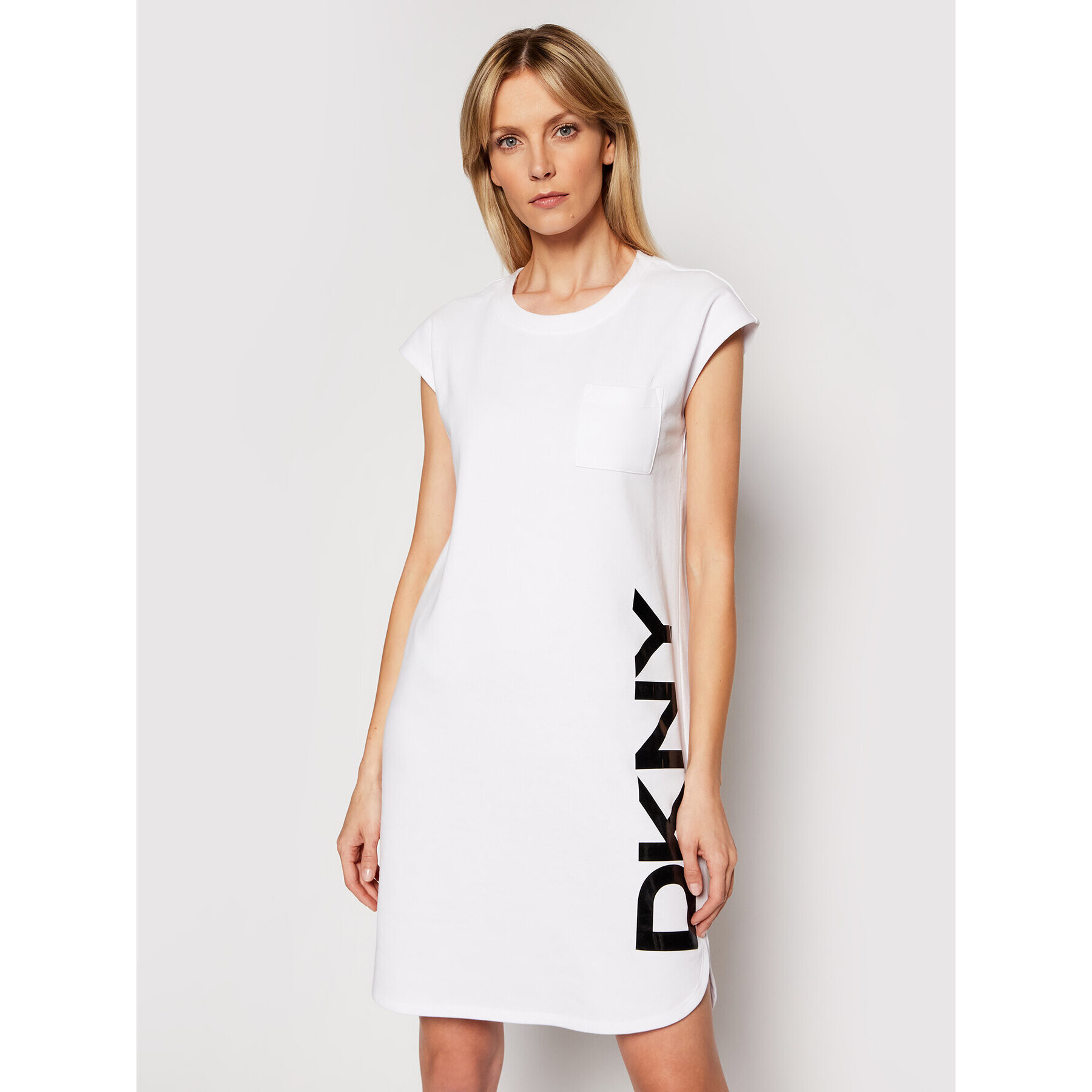 DKNY Rochie tricotată P0RD1B2J Alb Regular Fit - Pled.ro