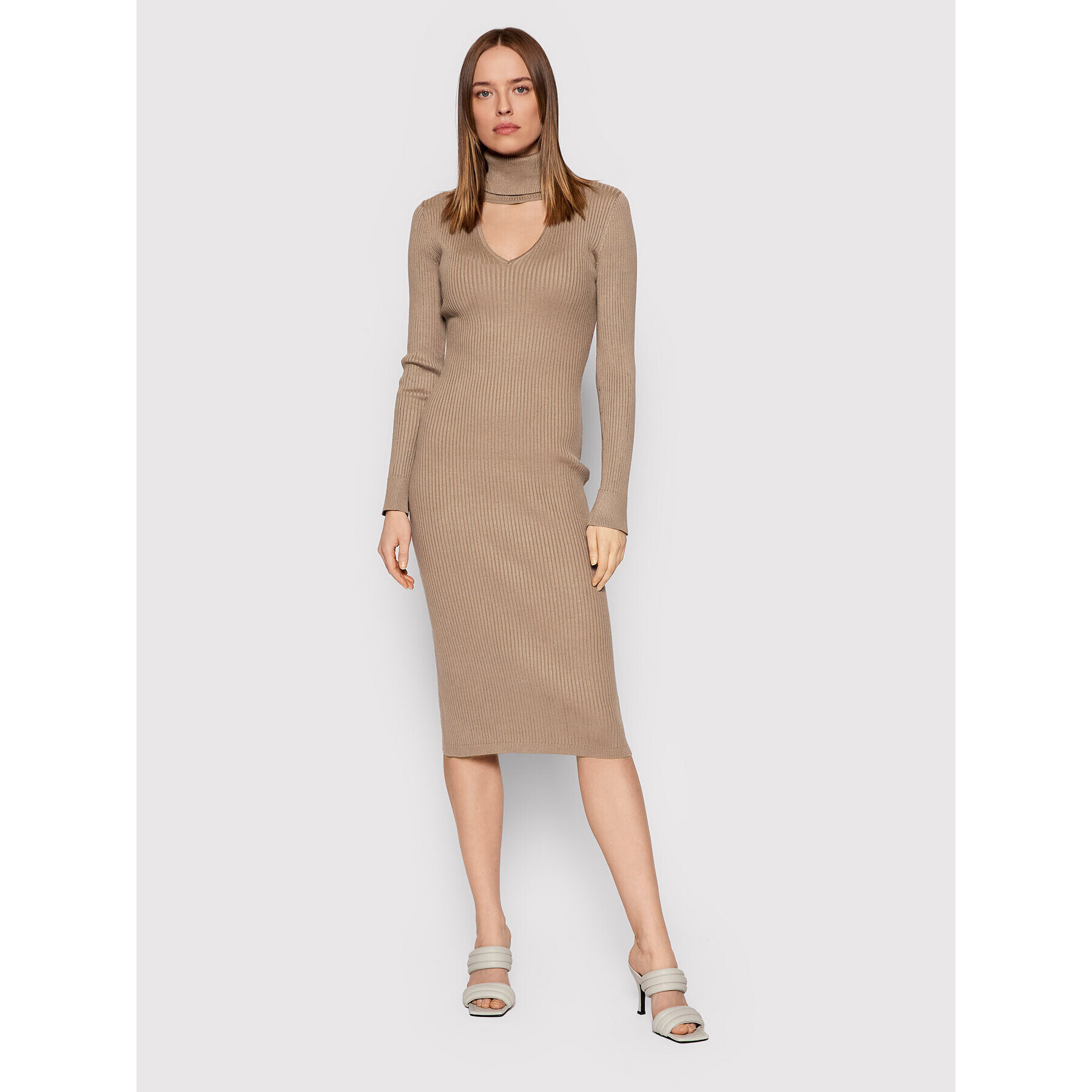 DKNY Rochie tricotată P1KUAPA0 Maro Slim Fit - Pled.ro