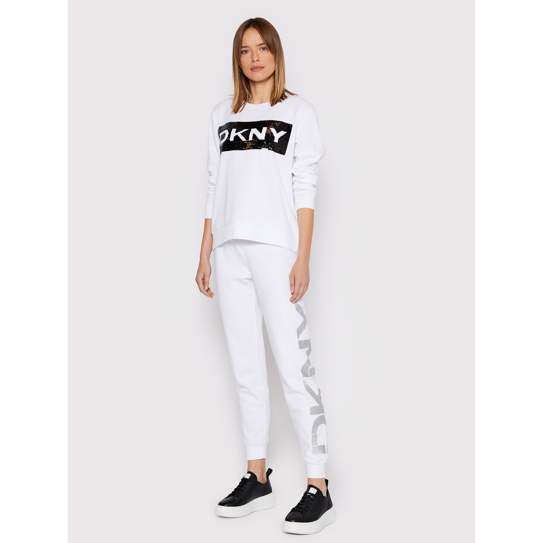 DKNY Sport Pantaloni trening DP1P1251 Alb Regular Fit - Pled.ro