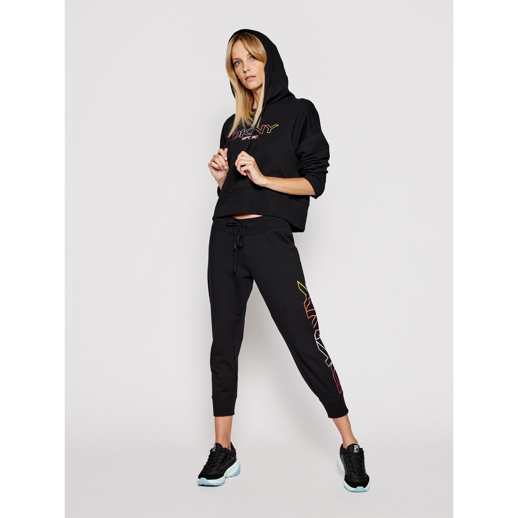 DKNY Sport Pantaloni trening DP1P2622 Negru Regular Fit - Pled.ro