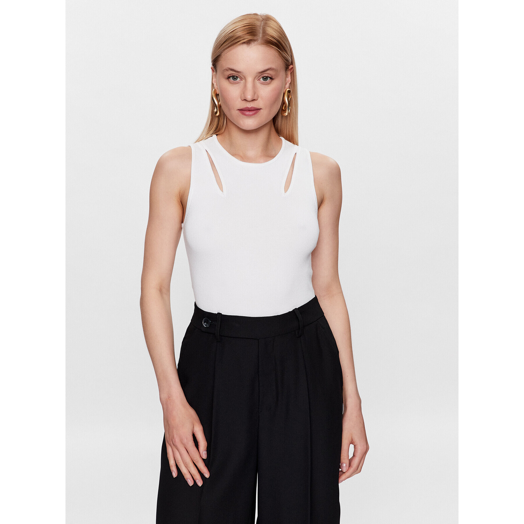 DKNY Top P3BSAH25 Alb Slim Fit - Pled.ro