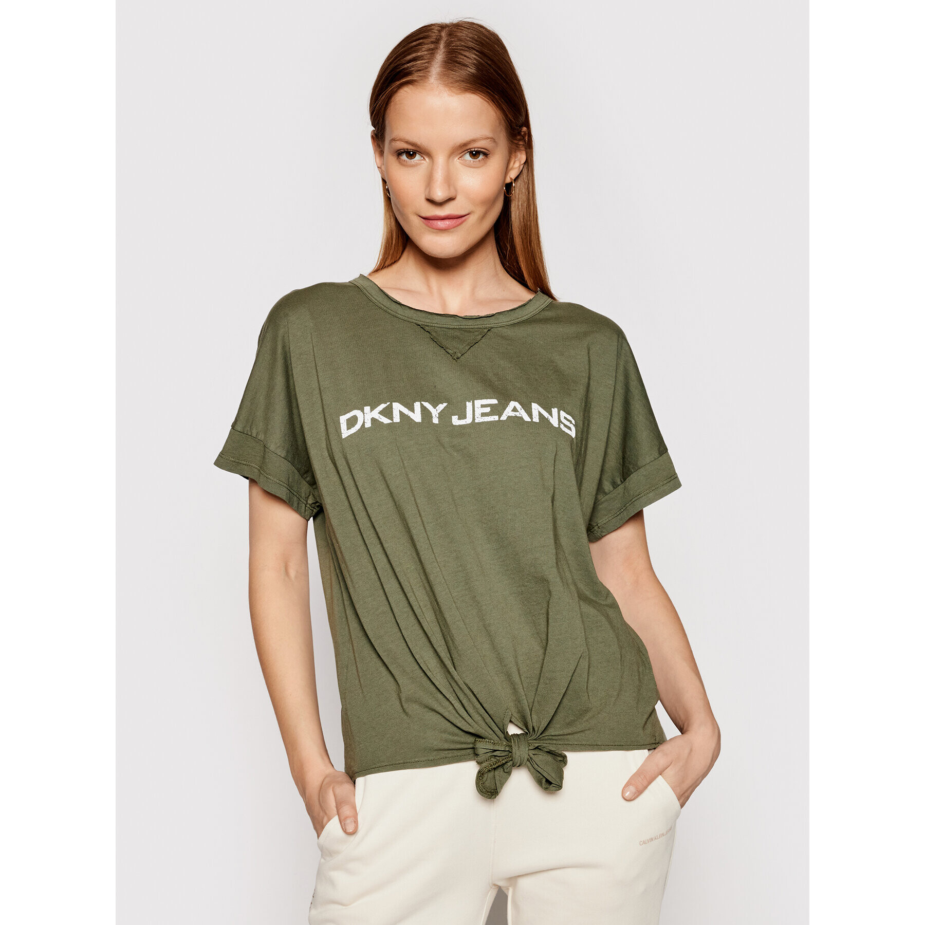 DKNY Tricou E02Z2F51 Verde Regular Fit - Pled.ro