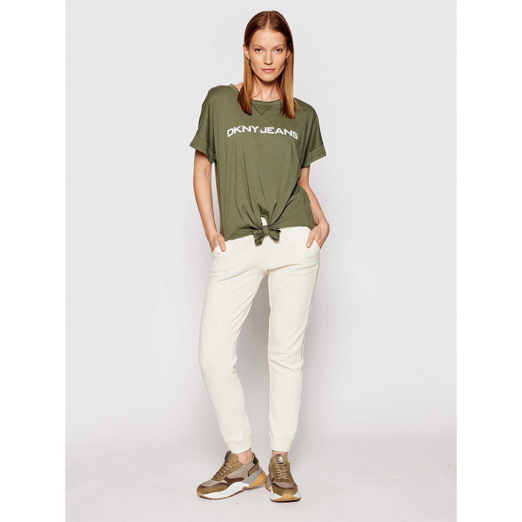 DKNY Tricou E02Z2F51 Verde Regular Fit - Pled.ro