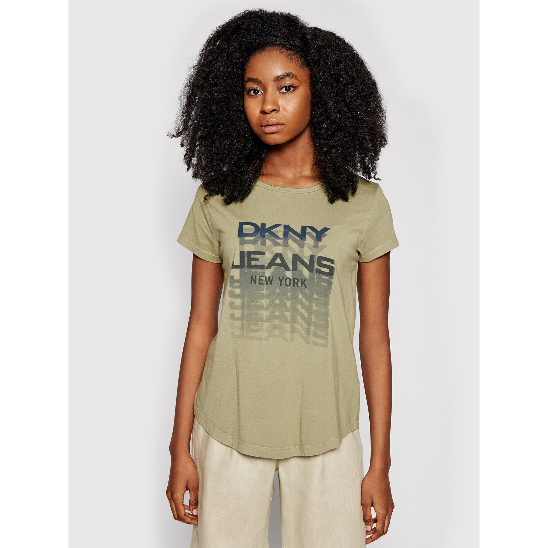 DKNY Tricou E0FZTDFA Verde Regular Fit - Pled.ro