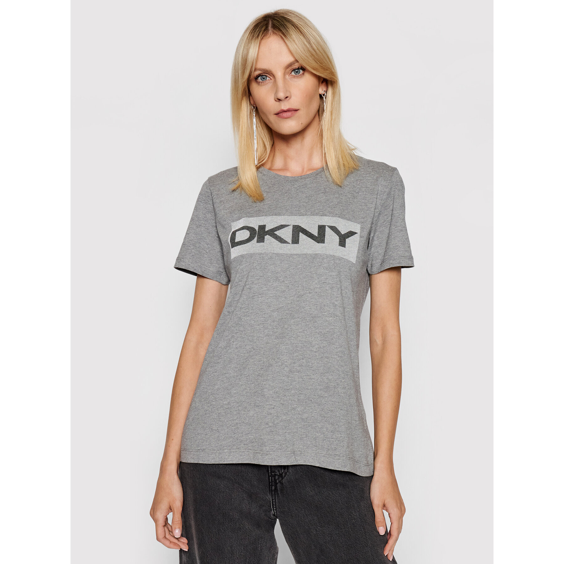 DKNY Tricou P02ARCNA Gri Regular Fit - Pled.ro