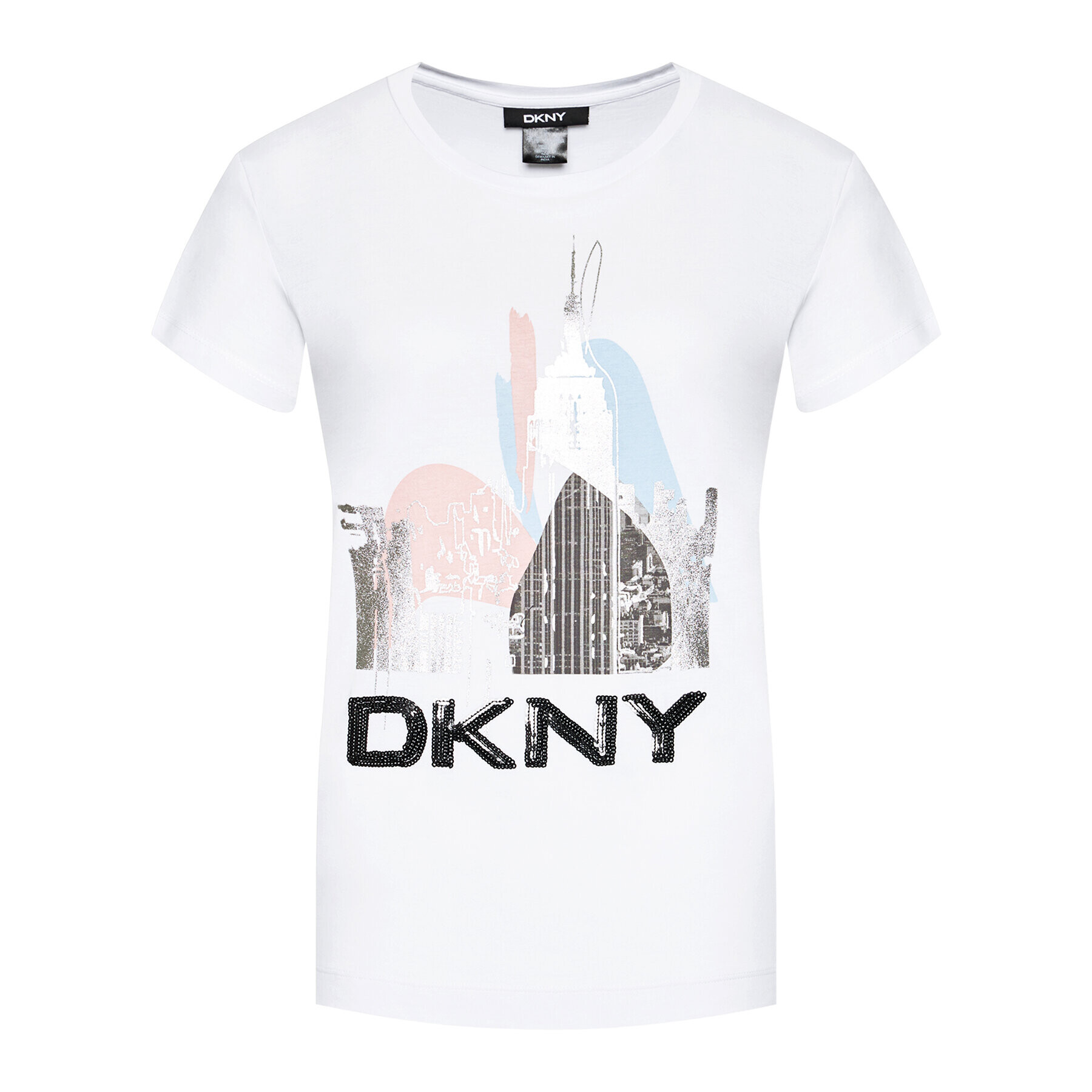 DKNY Tricou P02BNCNA Alb Regular Fit - Pled.ro