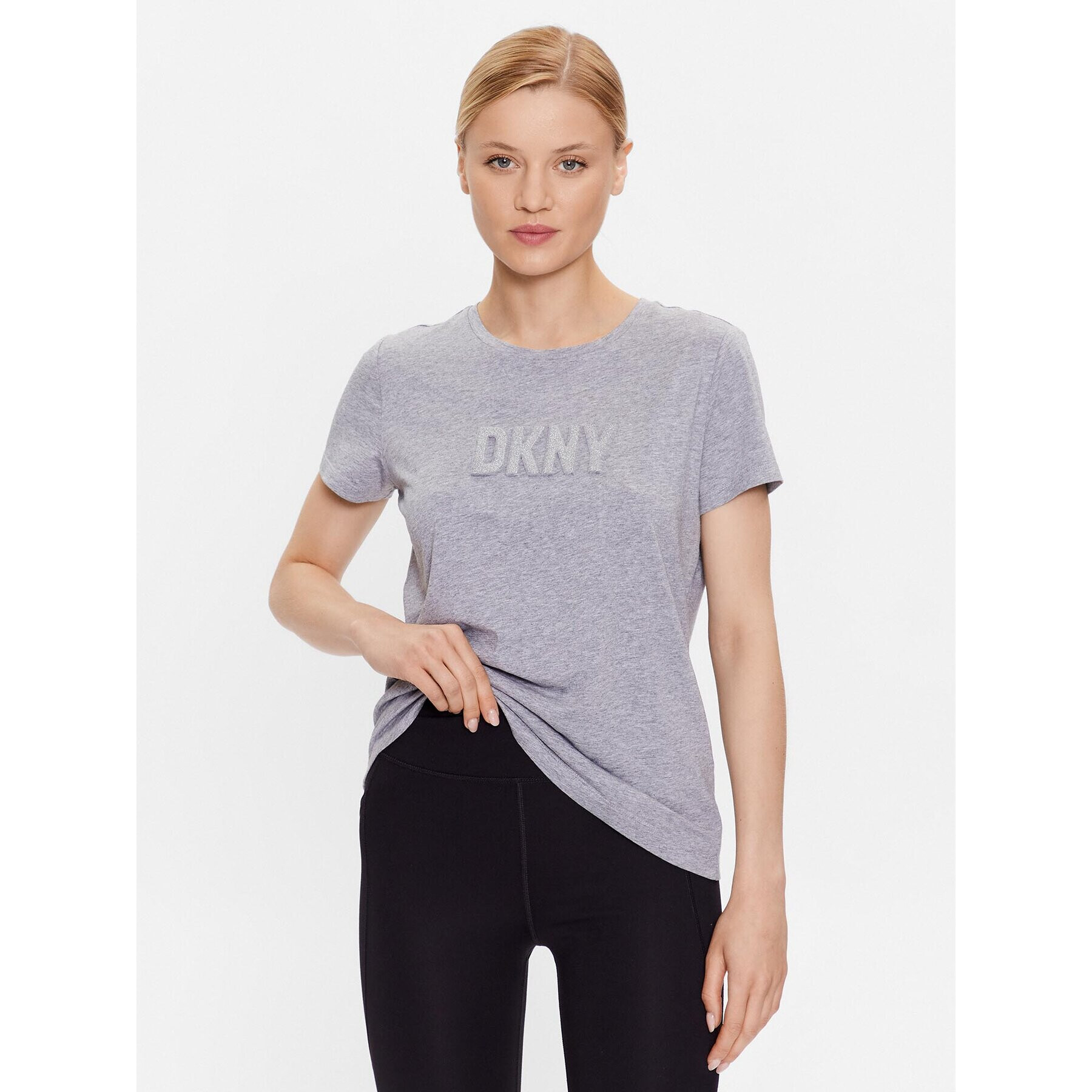 DKNY Tricou P03ZBDNA Gri Regular Fit - Pled.ro