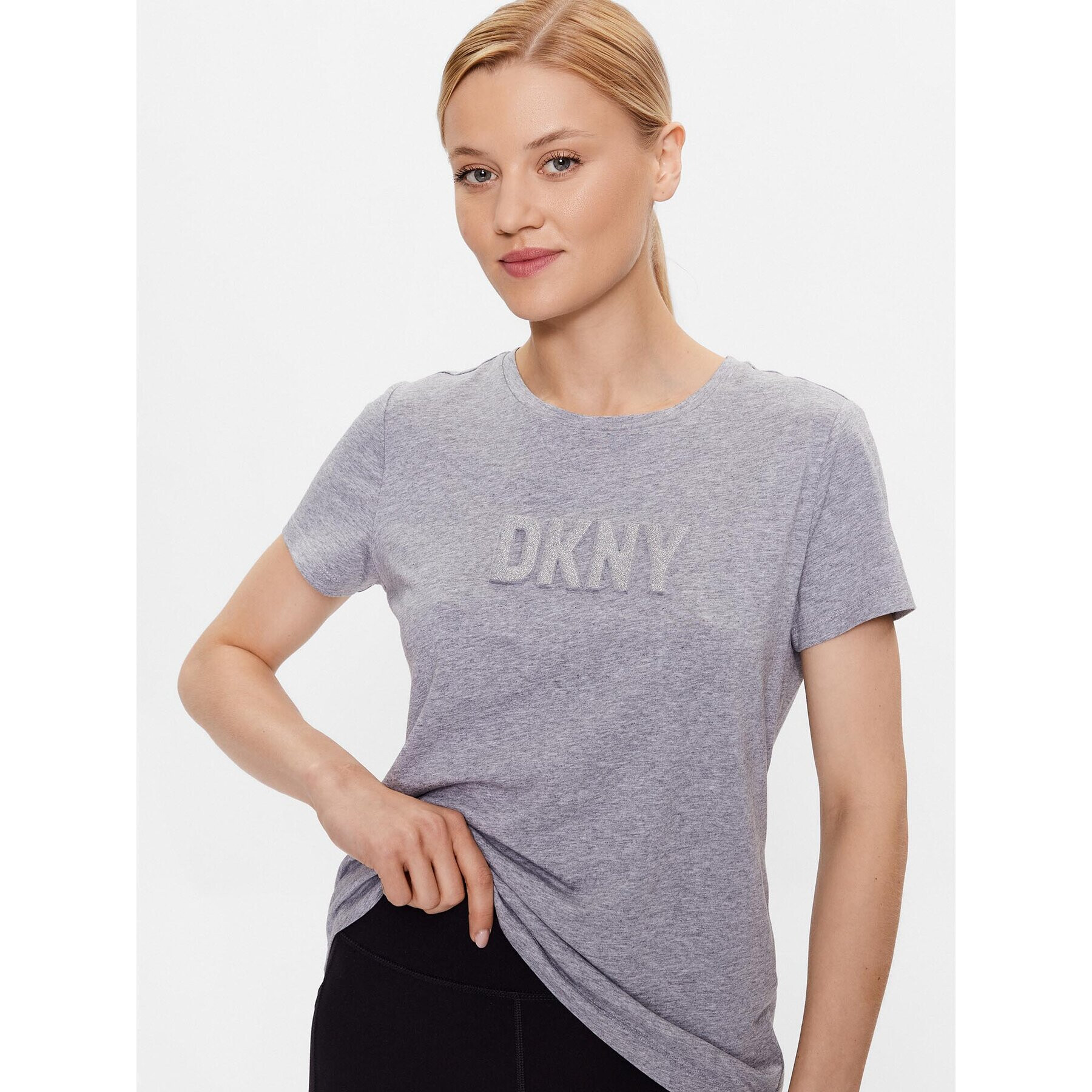 DKNY Tricou P03ZBDNA Gri Regular Fit - Pled.ro