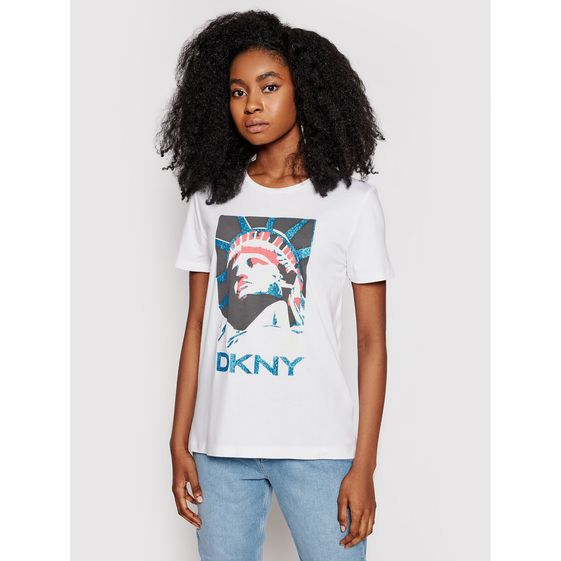 DKNY Tricou P0DBFCNA Alb Regular Fit - Pled.ro