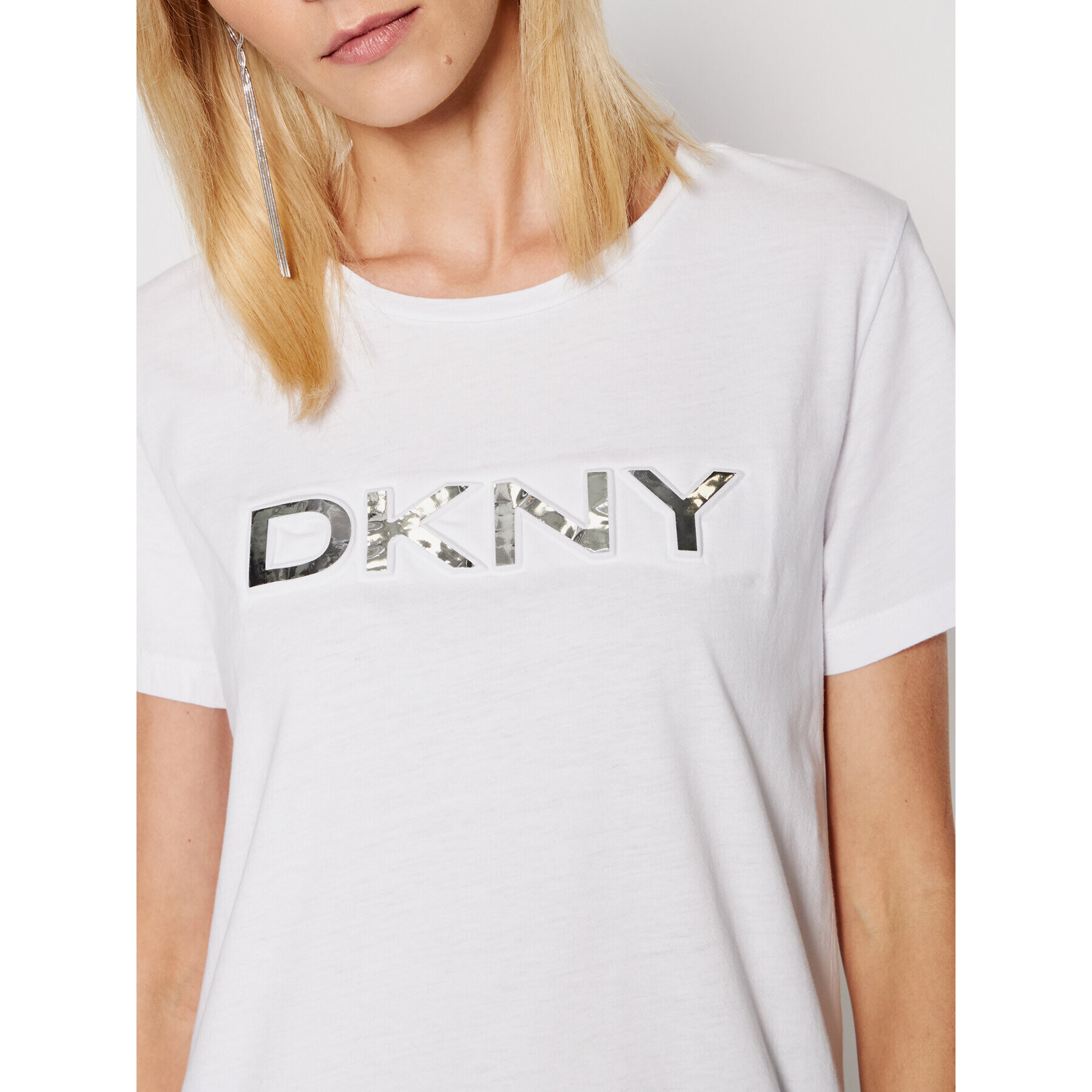 DKNY Tricou P0DH7CNA Alb Regular Fit - Pled.ro