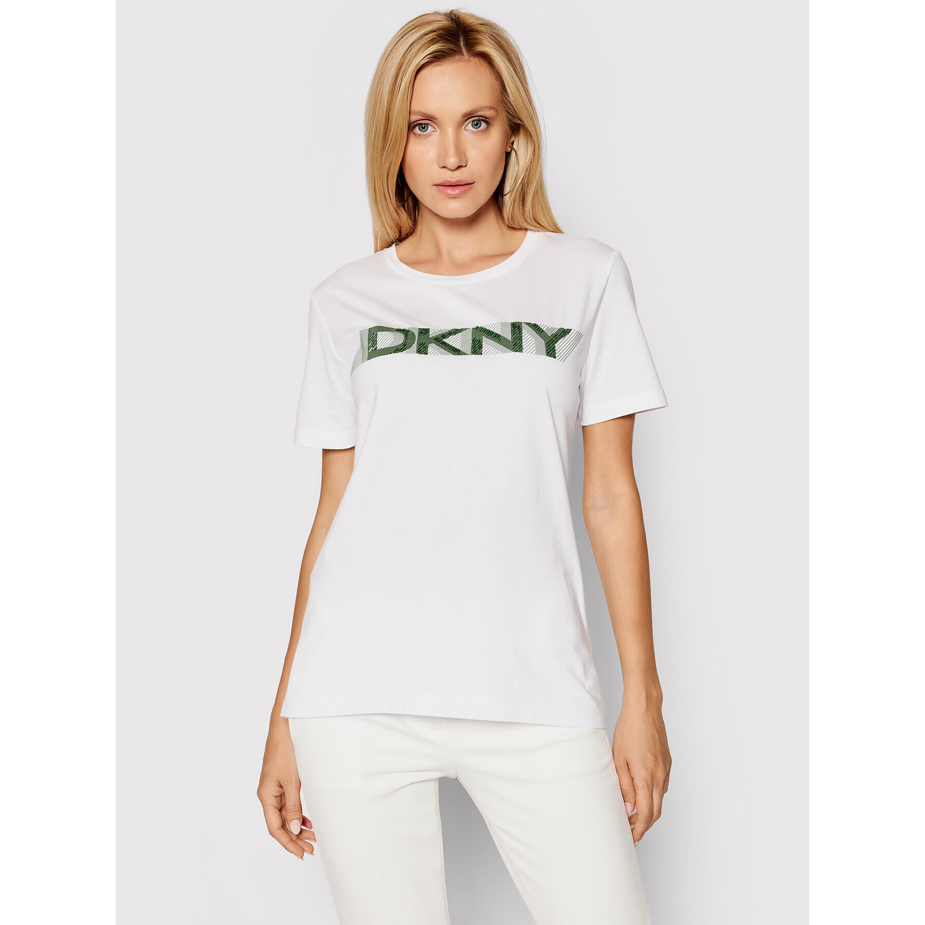 DKNY Tricou P0FATCNA Alb Regular Fit - Pled.ro