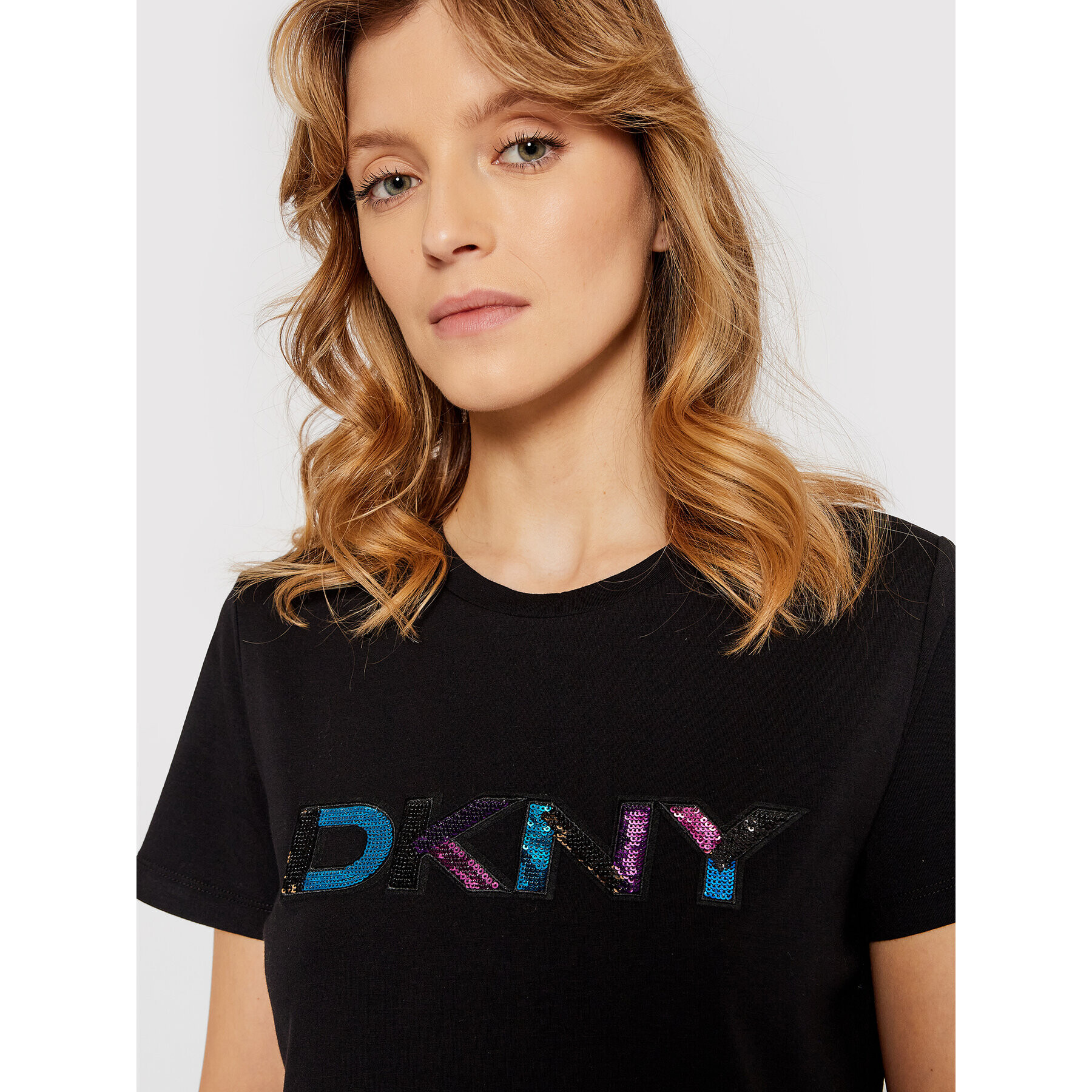 DKNY Tricou P1JMKDNA Negru Regular Fit - Pled.ro