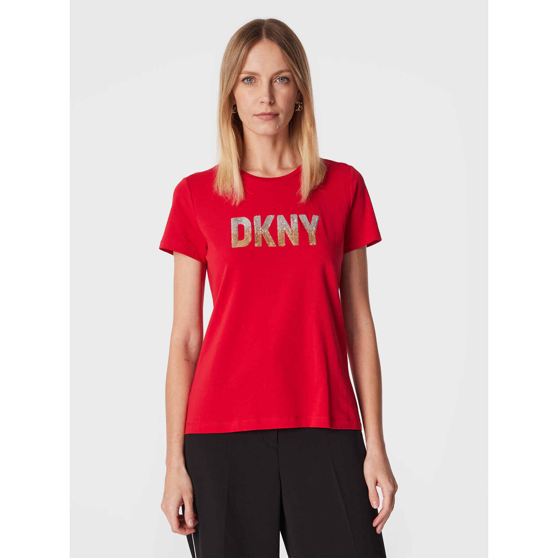 DKNY Tricou P2MH7OMQ Roșu Regular Fit - Pled.ro