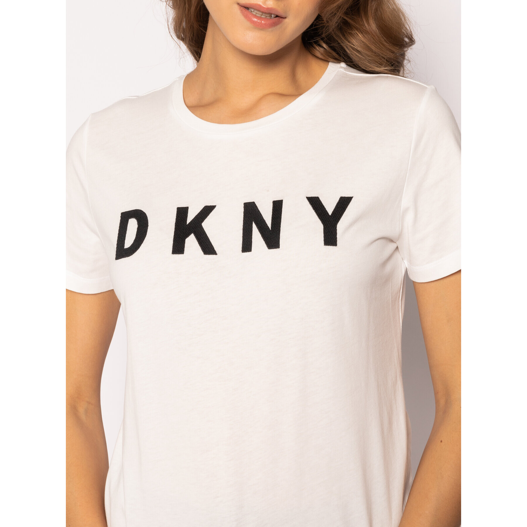 DKNY Tricou W3276CNA Alb Regular Fit - Pled.ro