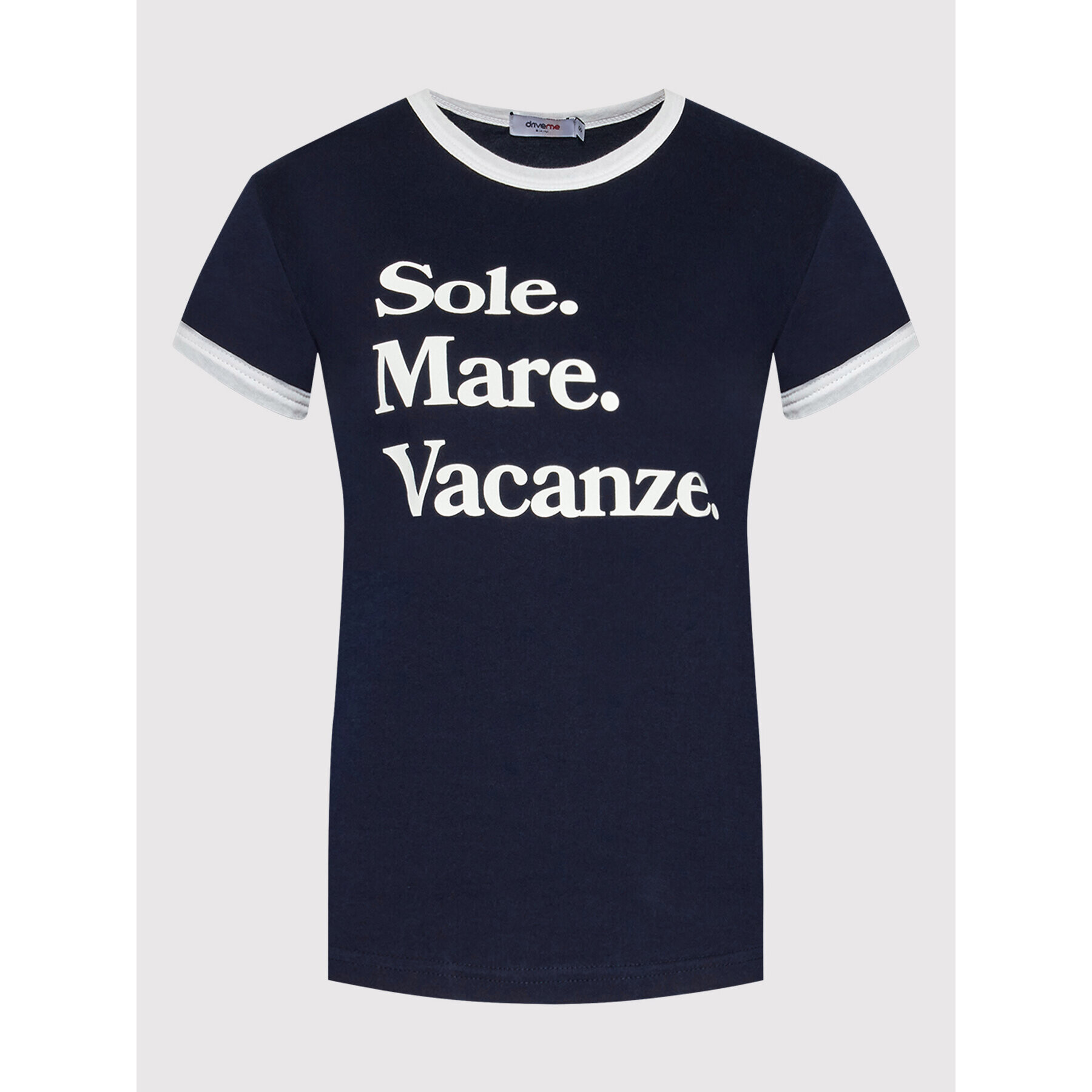 Drivemebikini Tricou Sole Mare Vacanze Vintage 2022-DRV-022_N Bleumarin Fitted Fit - Pled.ro