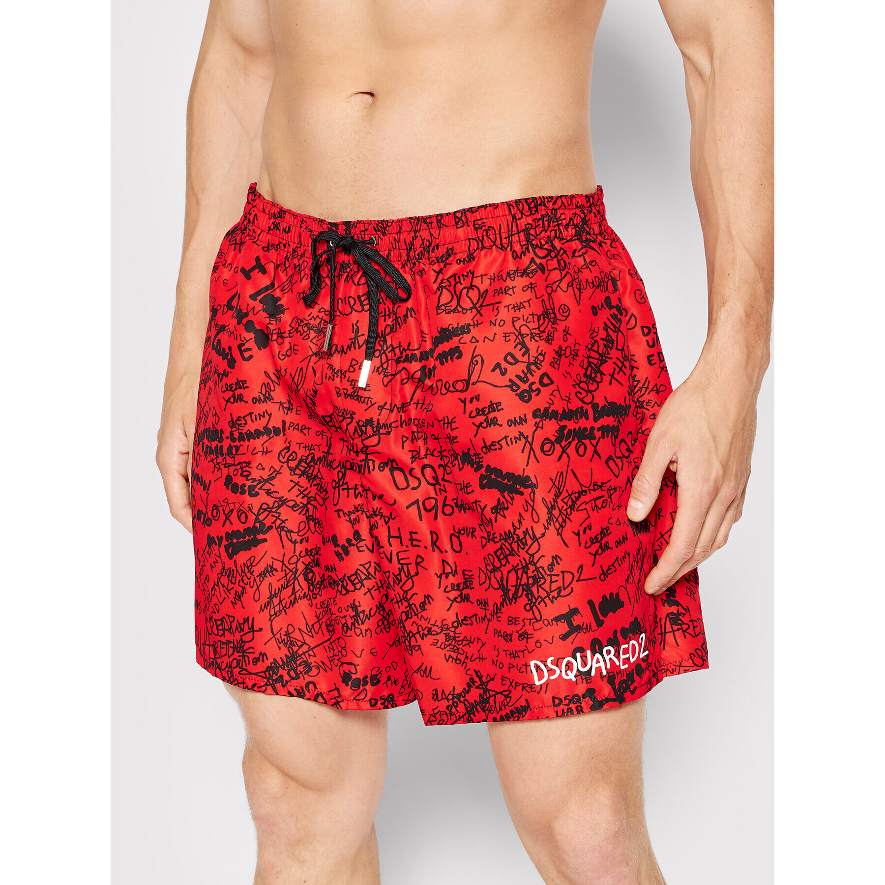 Dsquared2 Underwear Pantaloni scurți pentru înot Scribbles Midi D7B544190 Roșu Regular Fit - Pled.ro