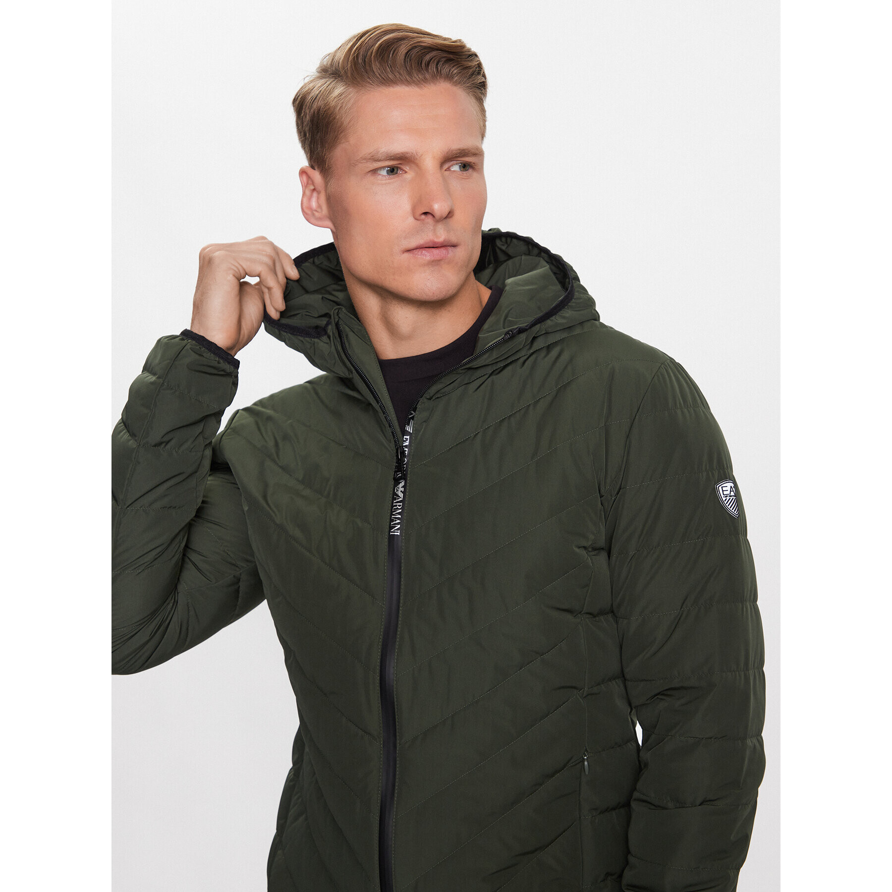 EA7 Emporio Armani Geacă din puf 8NPB14 PNE1Z 1845 Verde Regular Fit - Pled.ro