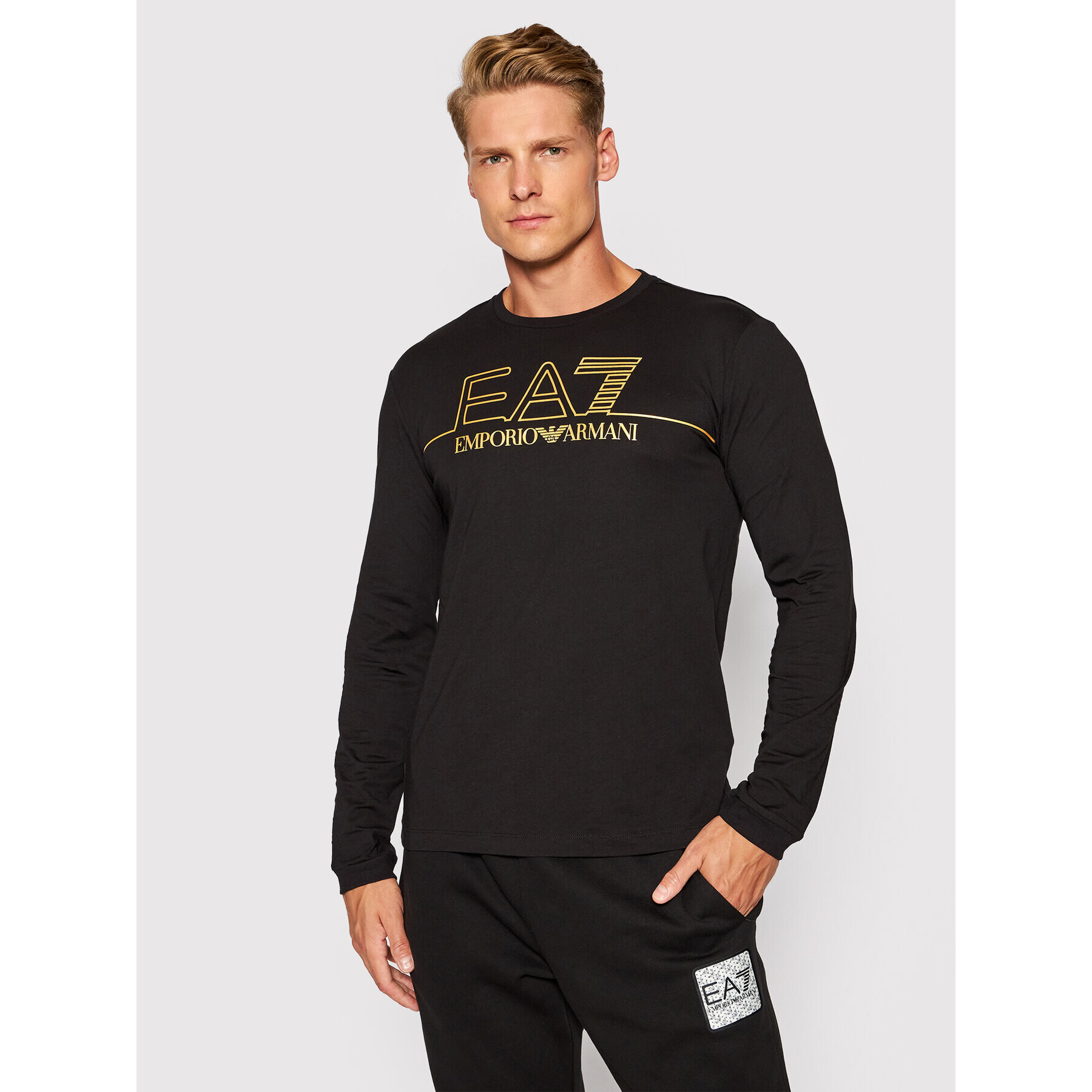 EA7 Emporio Armani Longsleeve 6KPT31 PJM9Z 1200 Negru Regular Fit - Pled.ro