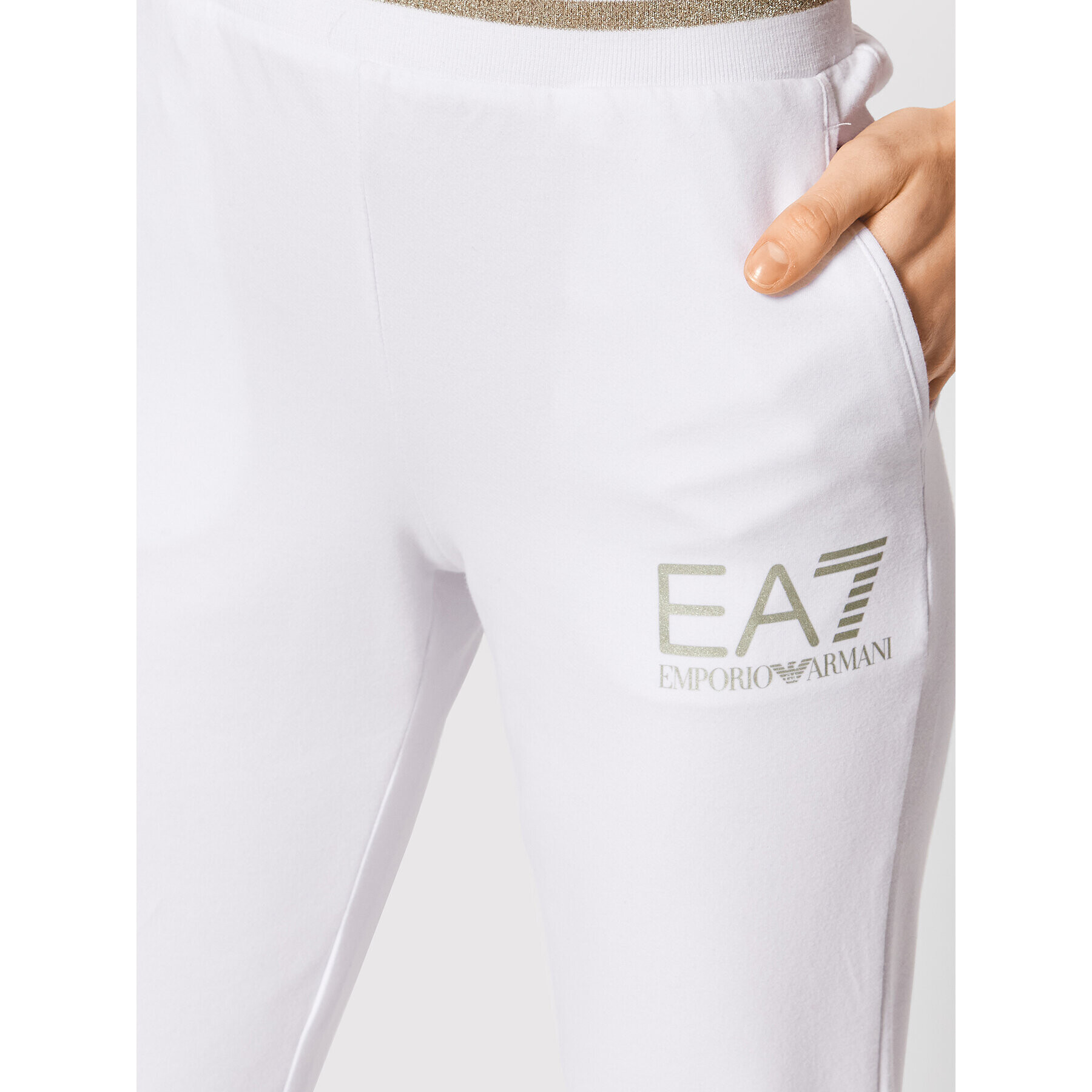 EA7 Emporio Armani Pantaloni trening 3LTP58 TJCQZ 1100 Alb Regular Fit - Pled.ro