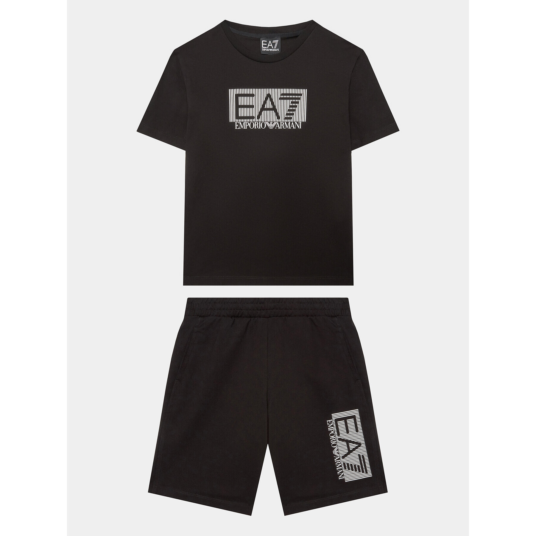 EA7 Emporio Armani Set tricou și pantaloni scurți sport 3RBV01 BJ02Z 1200 Negru Regular Fit - Pled.ro