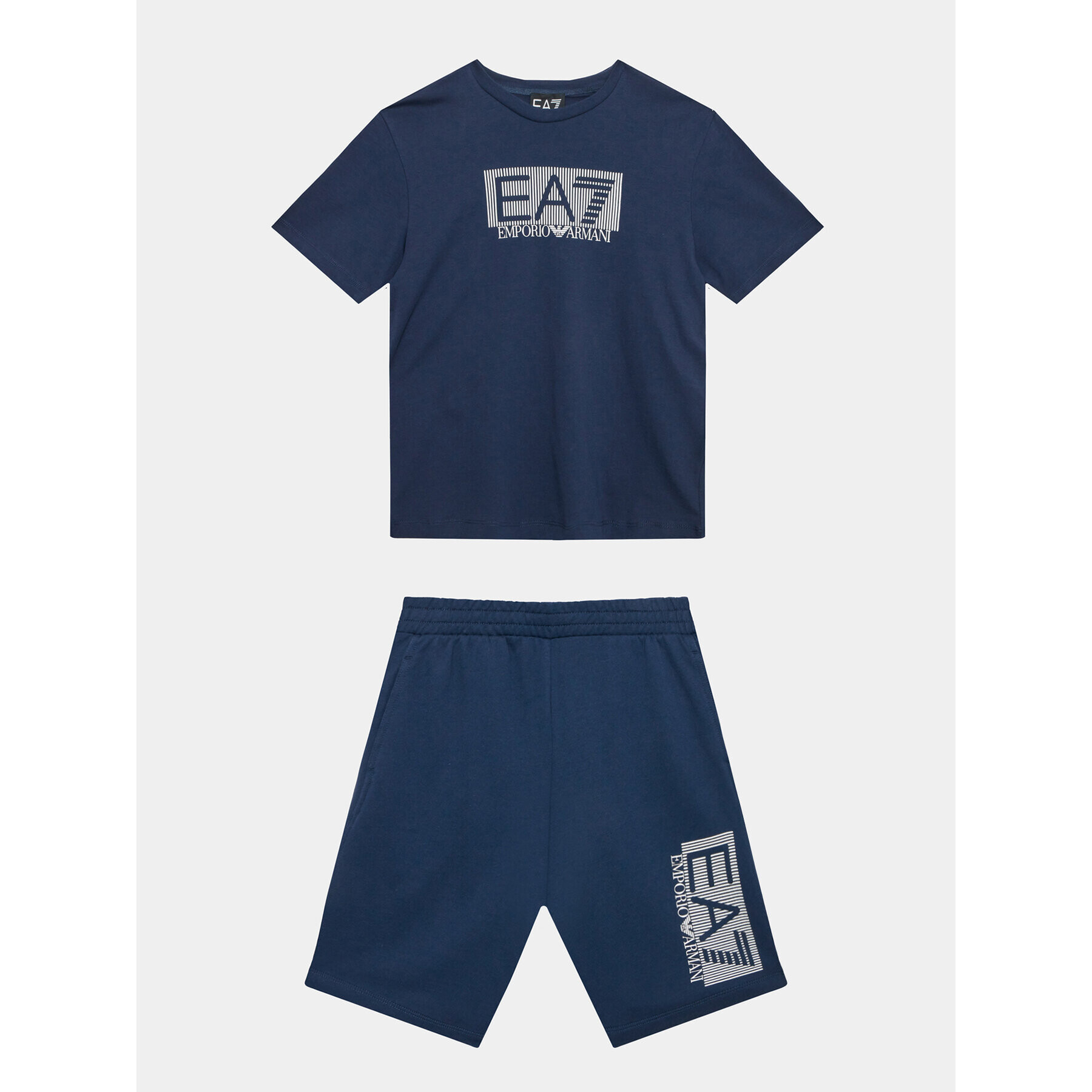 EA7 Emporio Armani Set tricou și pantaloni scurți sport 3RBV01 BJ02Z 1554 Bleumarin Regular Fit - Pled.ro