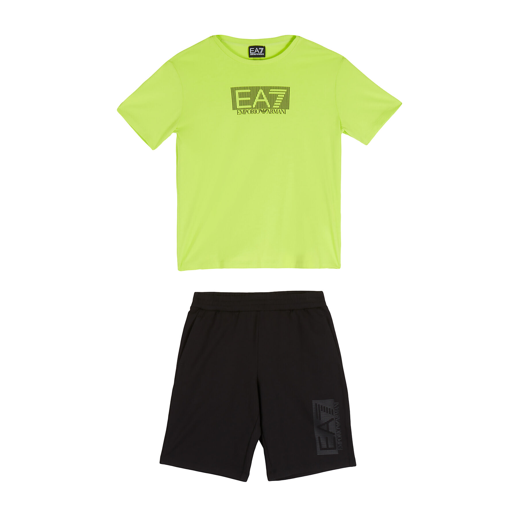 EA7 Emporio Armani Set tricou și pantaloni scurți sport 3RBV01 BJ02Z 28BK Verde Regular Fit - Pled.ro