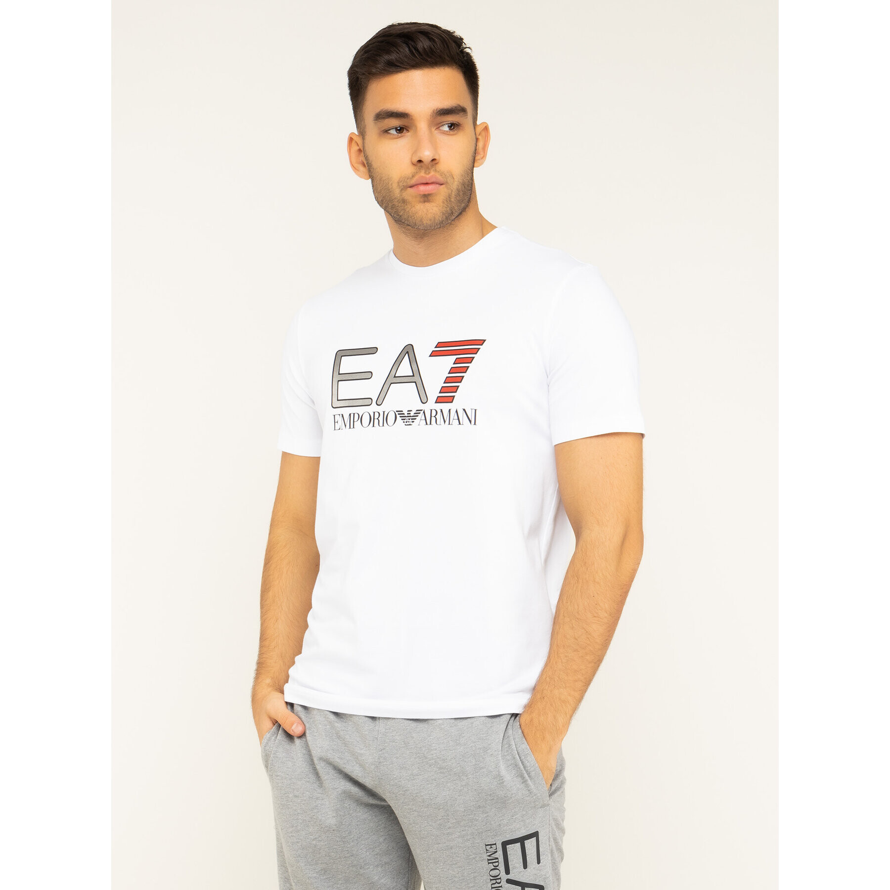 EA7 Emporio Armani Tricou 3HPT05 PJ03Z 1100 Alb Regular Fit - Pled.ro