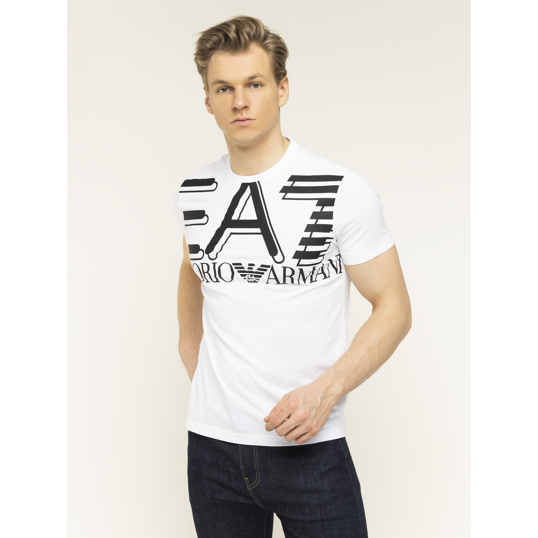 EA7 Emporio Armani Tricou 3HPT09 PJ02Z 1100 Alb Regular Fit - Pled.ro