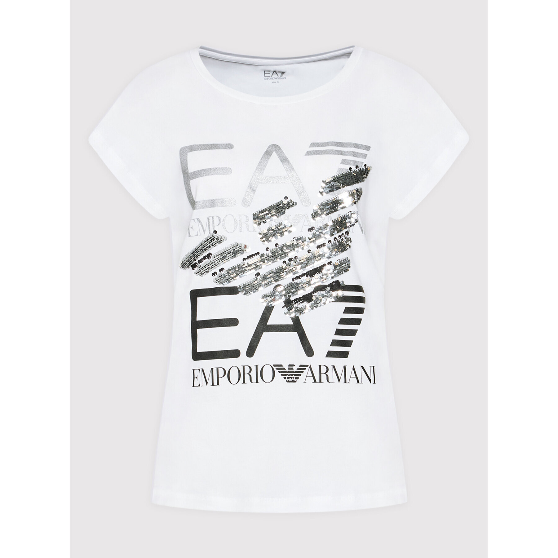 EA7 Emporio Armani Tricou 3LTT18 TJFKZ 1100 Alb Regular Fit - Pled.ro