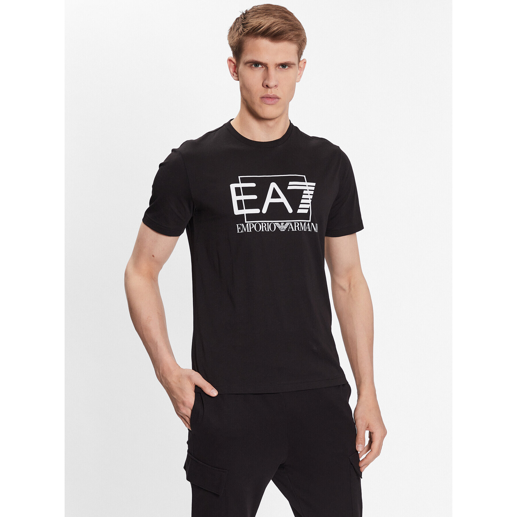 EA7 Emporio Armani Tricou 3RPT81 PJM9Z 1200 Negru Regular Fit - Pled.ro