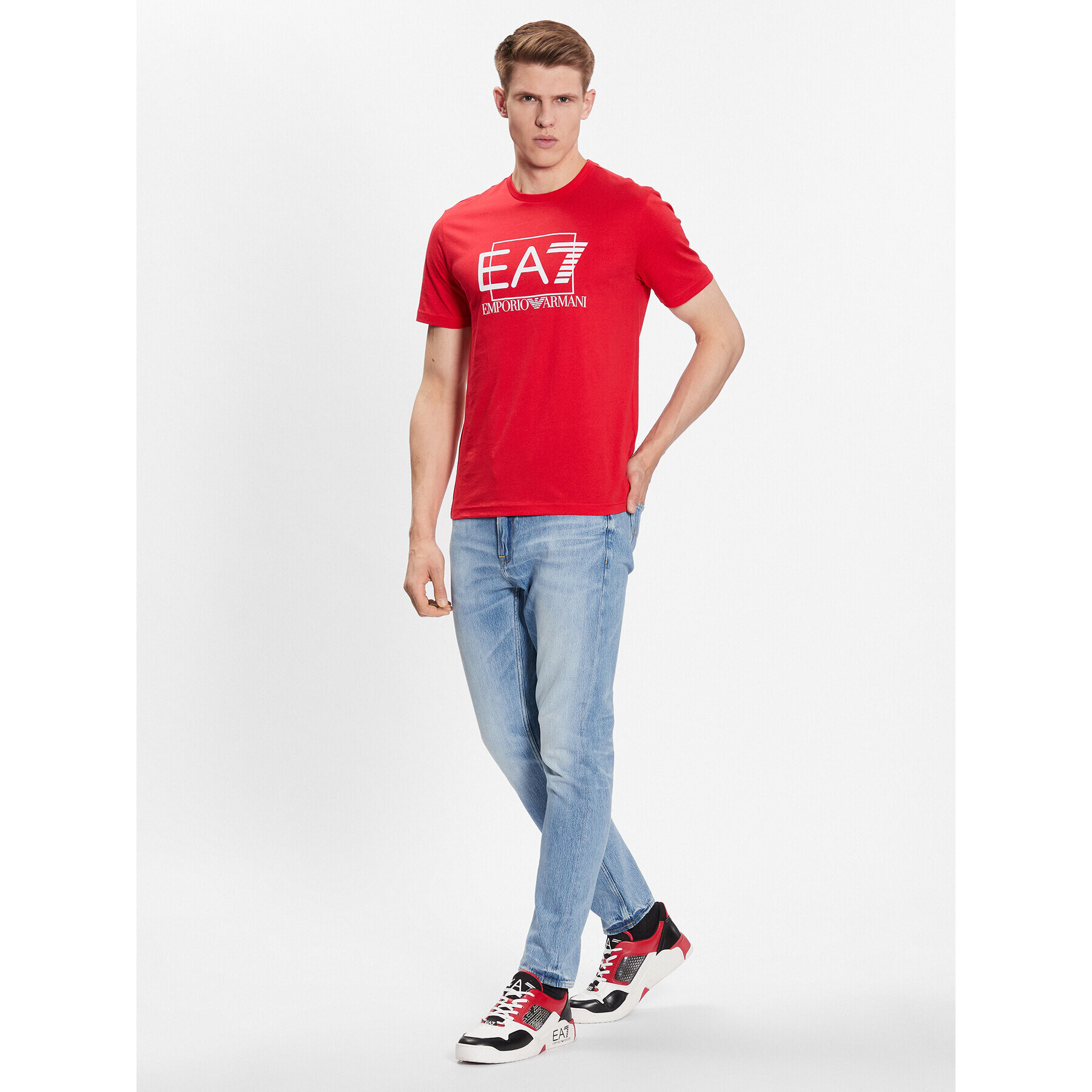 EA7 Emporio Armani Tricou 3RPT81 PJM9Z 1451 Roșu Regular Fit - Pled.ro