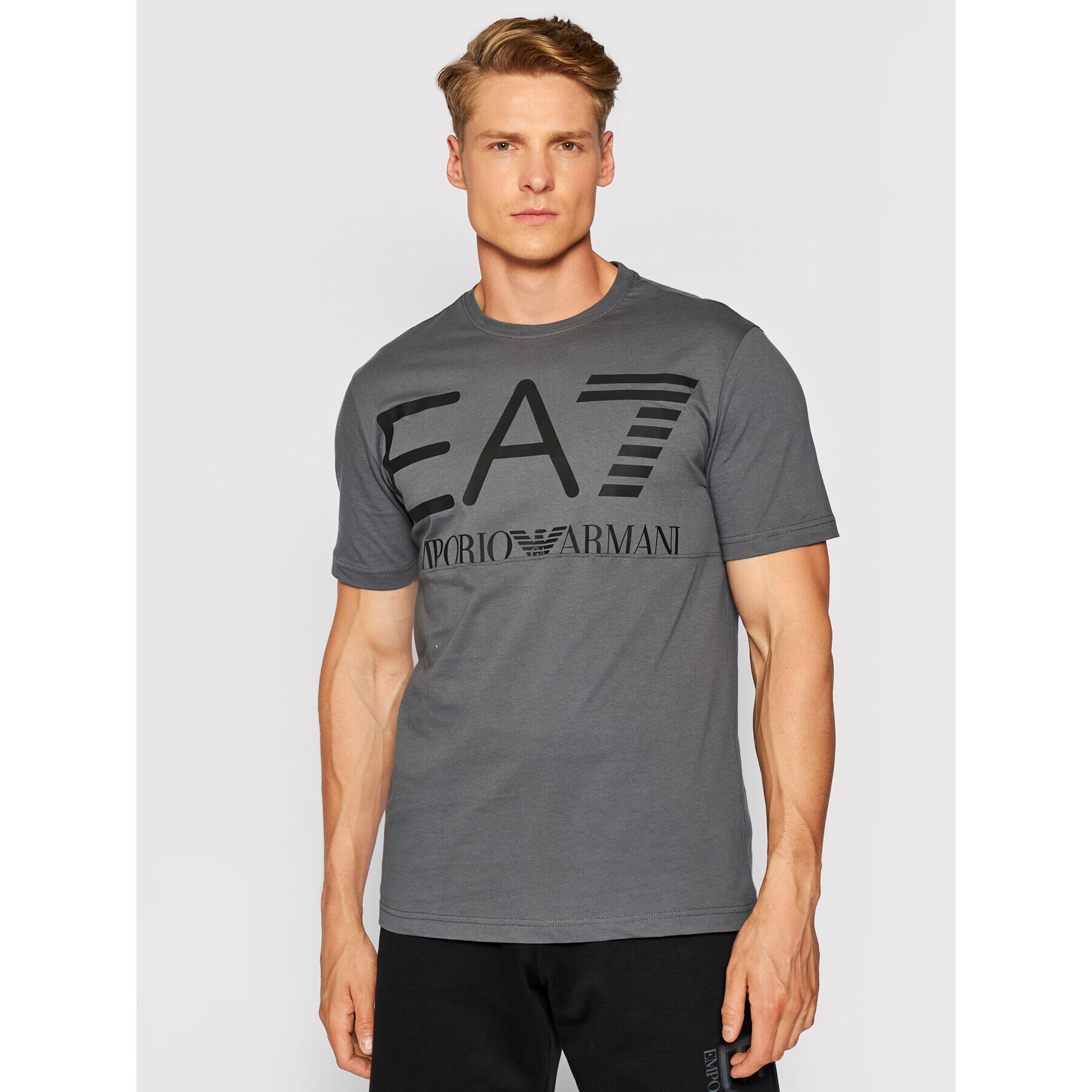 EA7 Emporio Armani Tricou 6KPT23 PJ6EZ 1977 Gri Regular Fit - Pled.ro