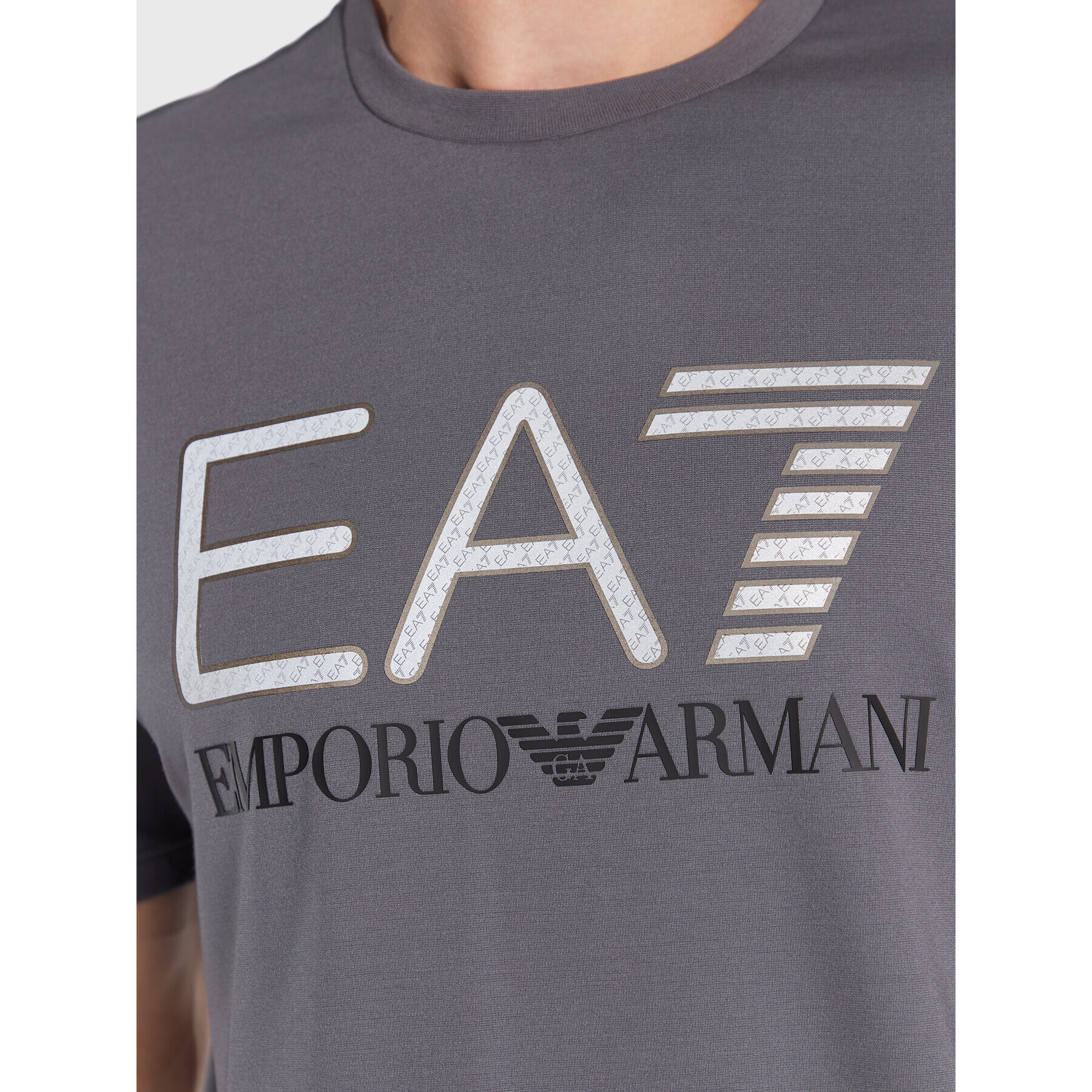 EA7 Emporio Armani Tricou 6LPT39 PJEEZ 1977 Gri Regular Fit - Pled.ro